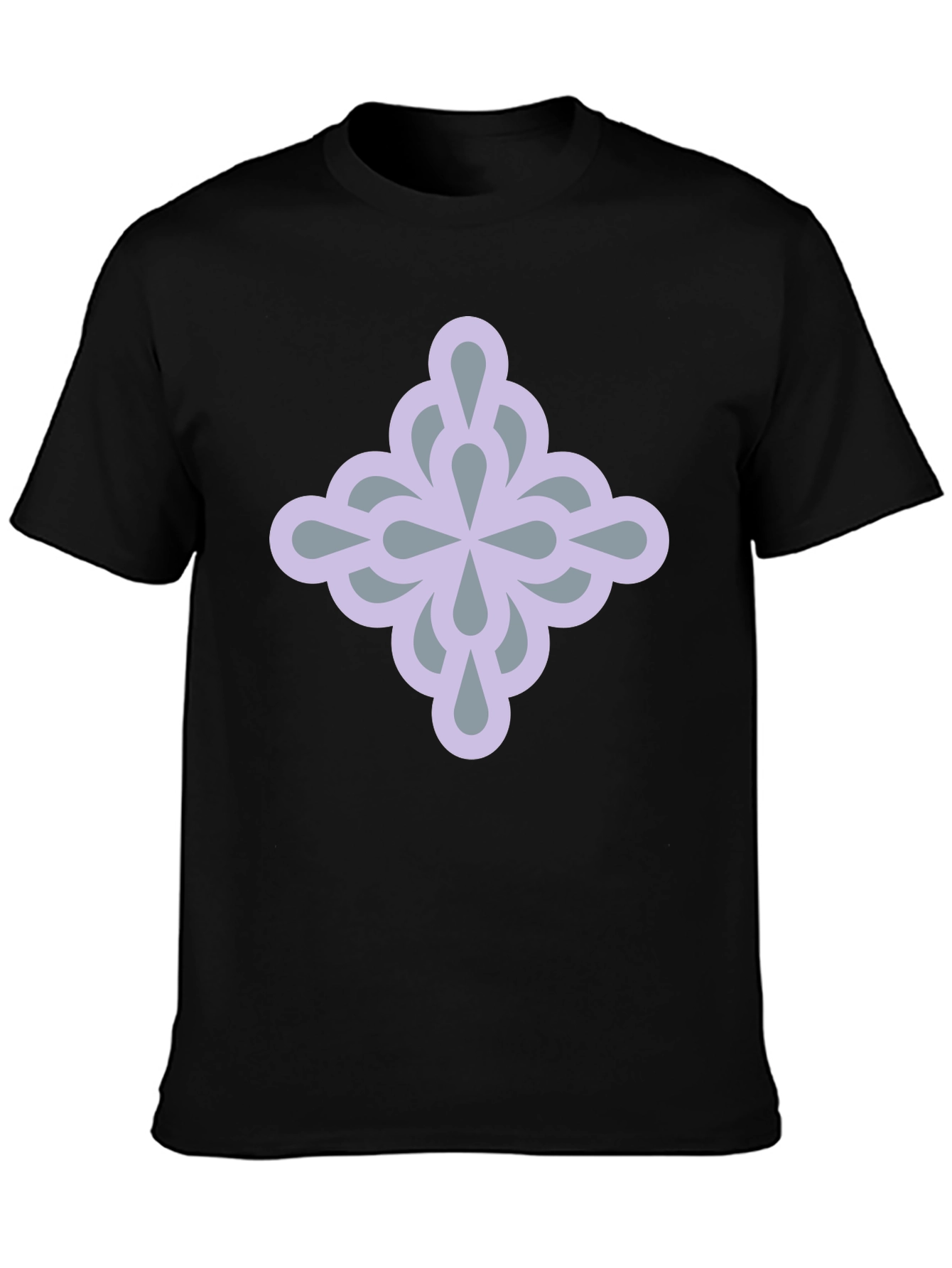 Stylish Black Tee with Geometric Flower Design