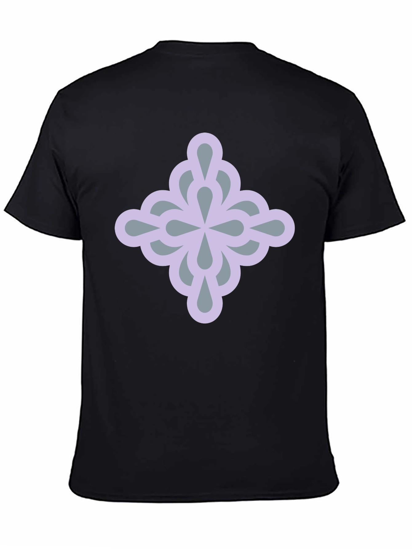 Stylish Black Tee with Geometric Flower Design