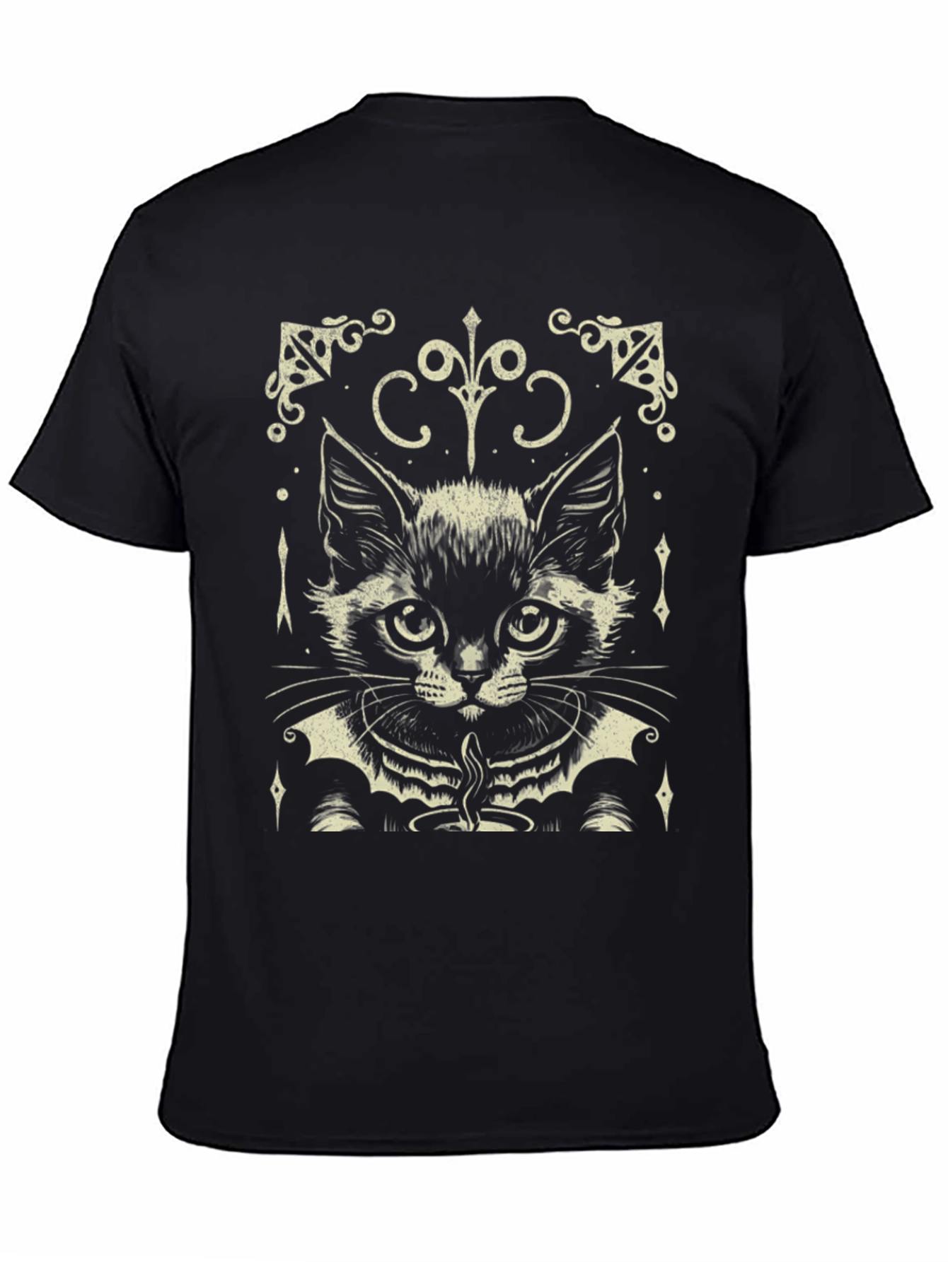 Mystic Cat Graphic Tee - Black