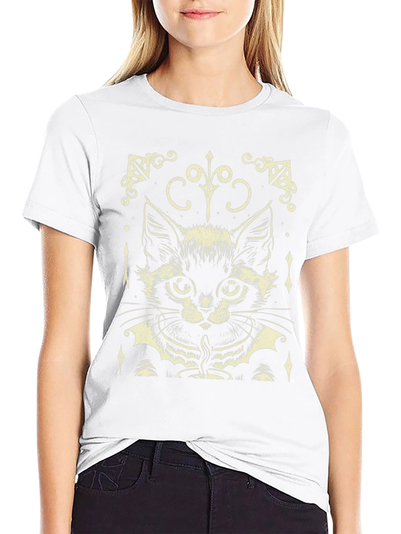 Mystic Cat Graphic Tee - Black