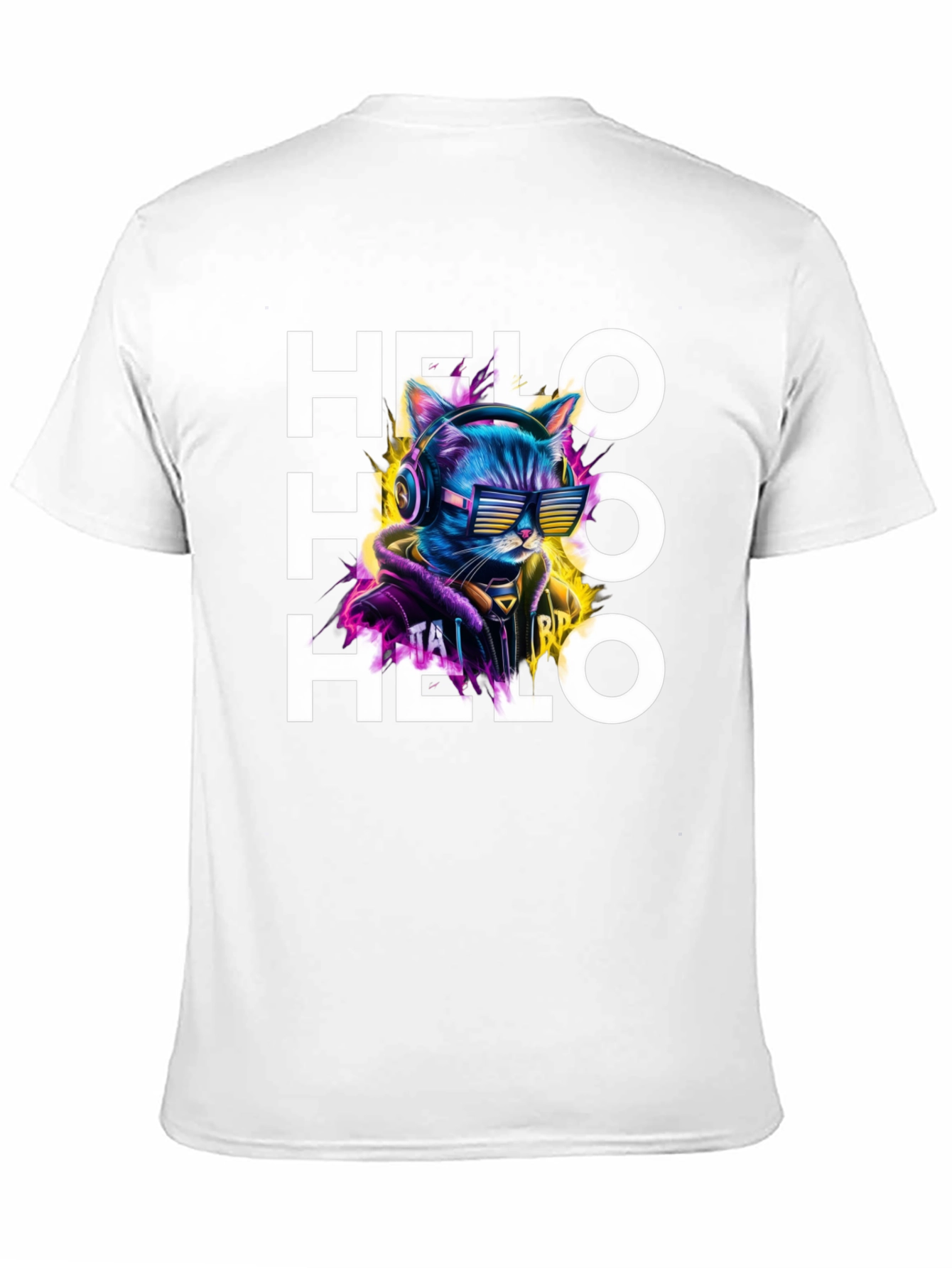 Cool Cat Helo Graphic Print Black T-Shirt