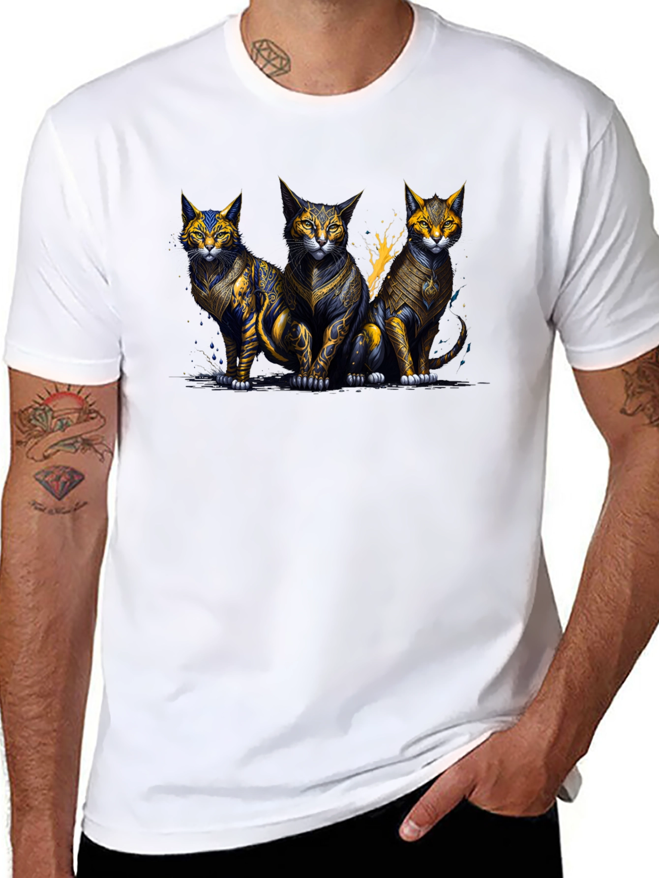 Three Mystic Cats Graphic T-Shirt