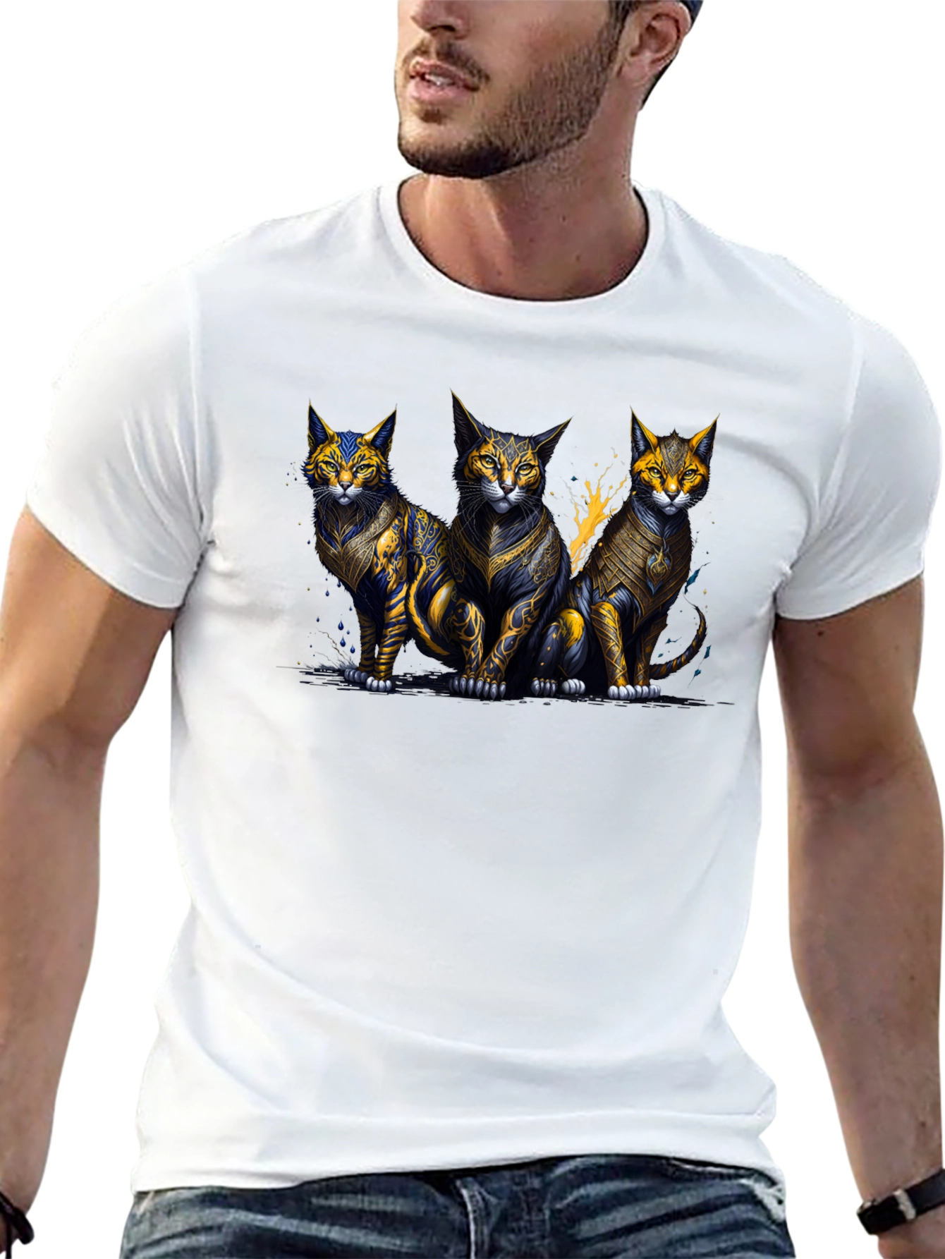 Three Mystic Cats Graphic T-Shirt