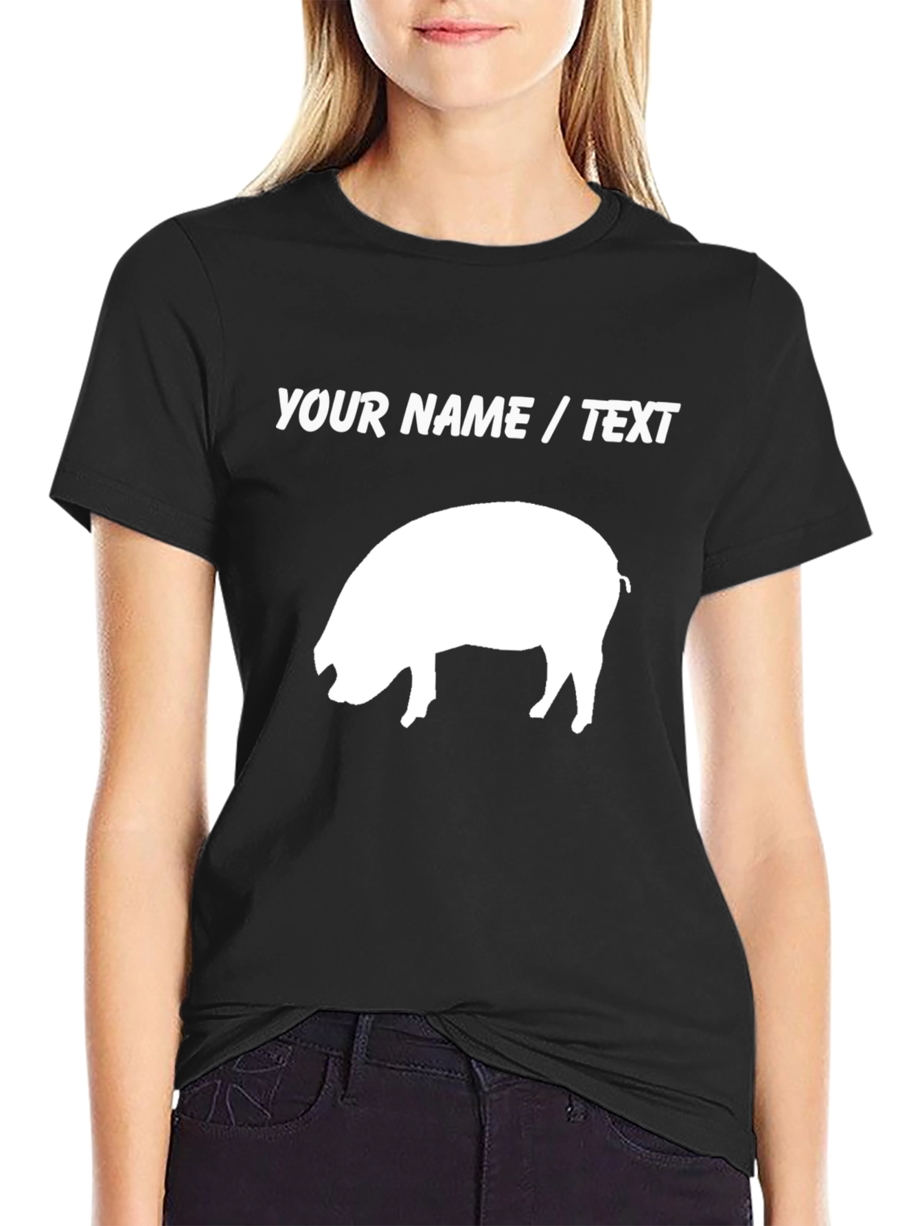 Custom Pig Graphic T-Shirt - Add Your Text!