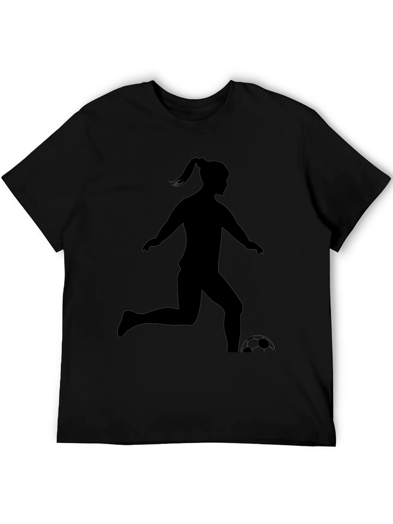 Soccer Girl Silhouette T-Shirt - Black