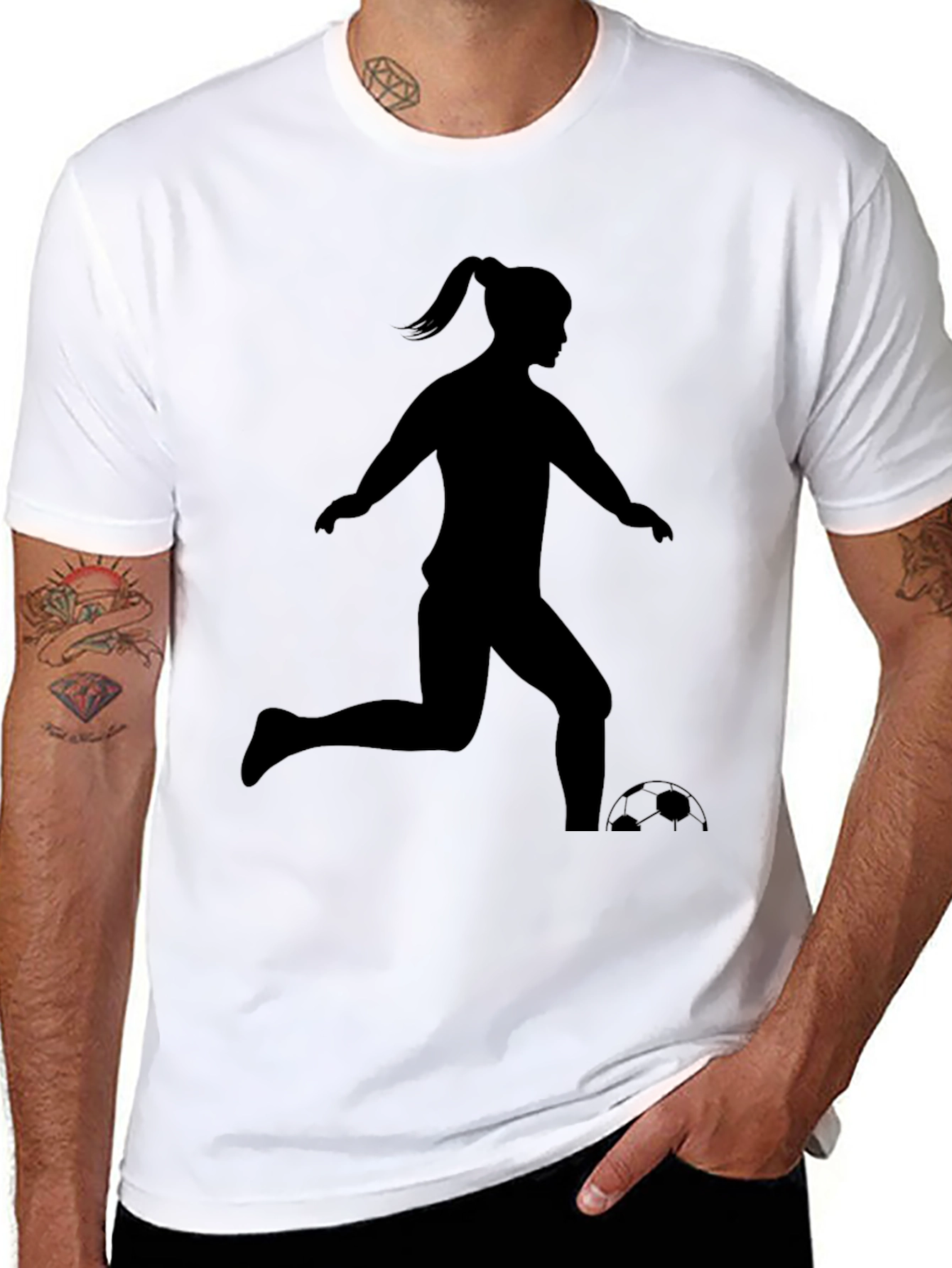 Soccer Girl Silhouette T-Shirt - Black