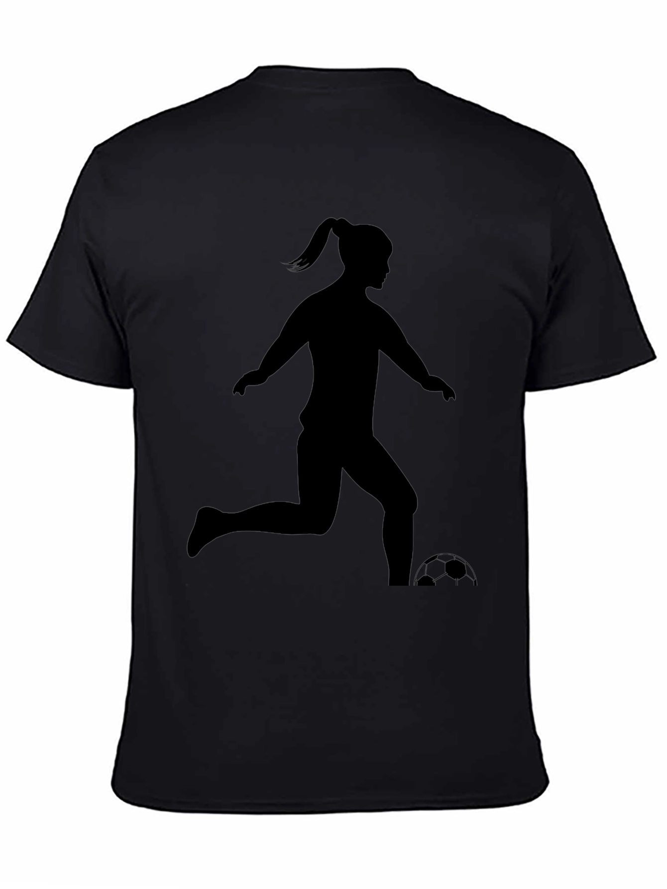 Soccer Girl Silhouette T-Shirt - Black