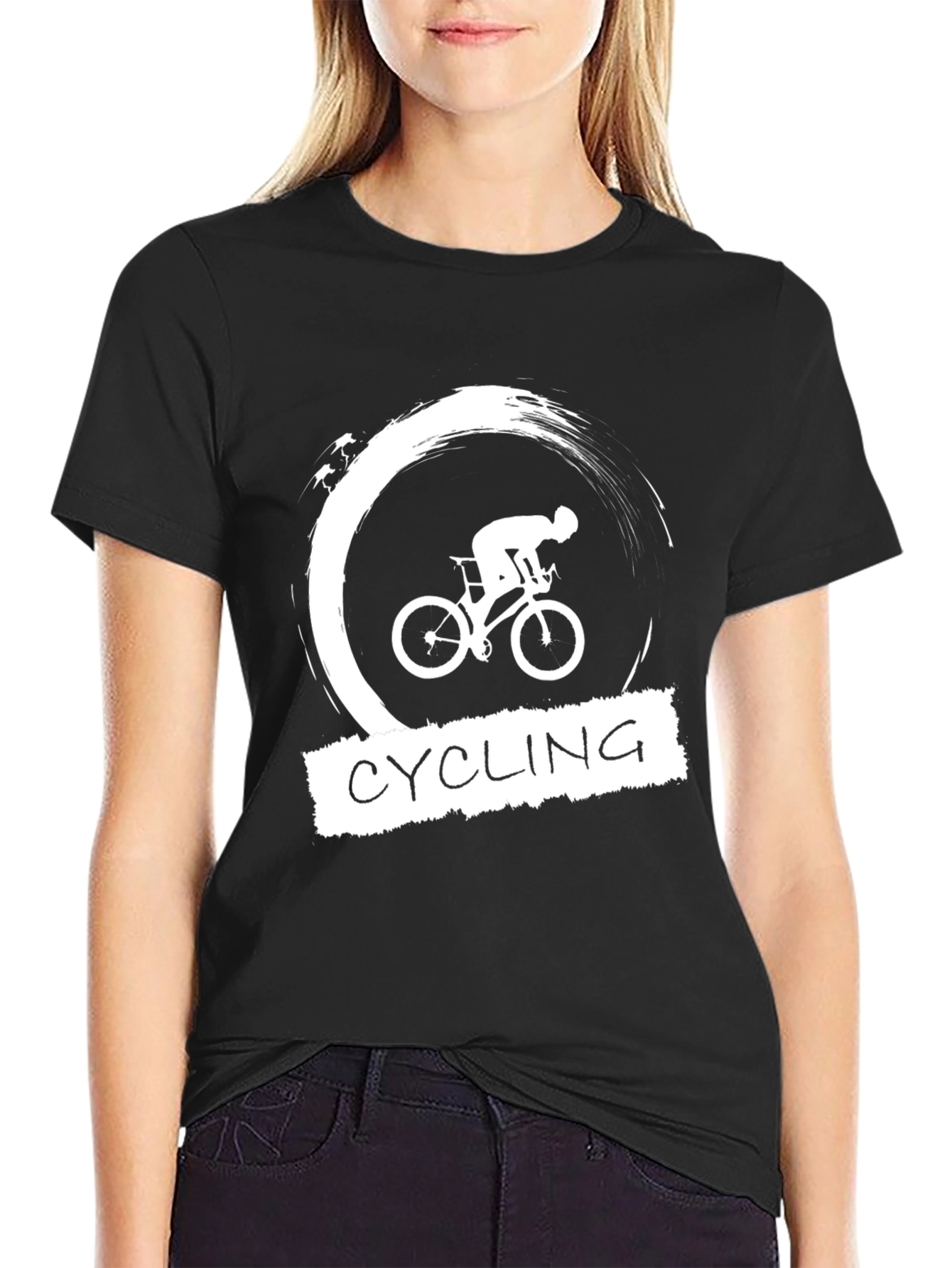 Cycling Graphic Tee - Black Cotton T-Shirt