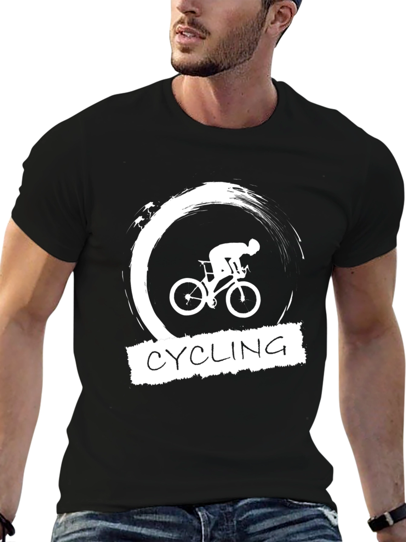 Cycling Graphic Tee - Black Cotton T-Shirt