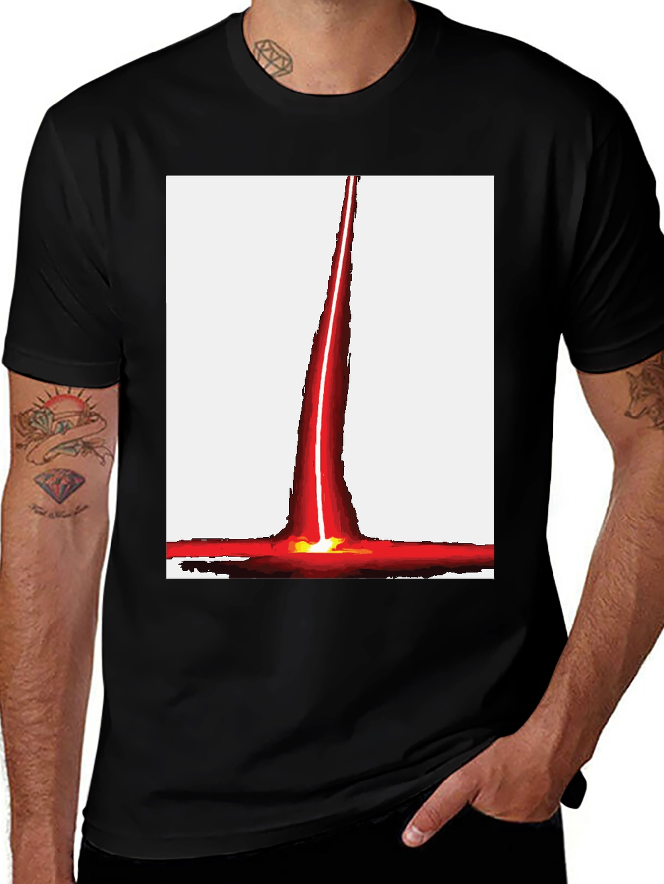 Red Beam Graphic Tee - Unique Design