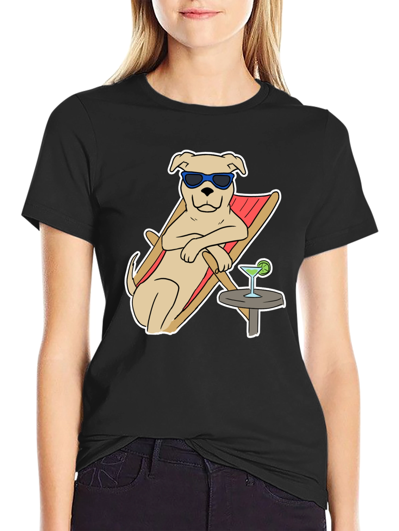 Relaxed Dog Graphic Tee - Black