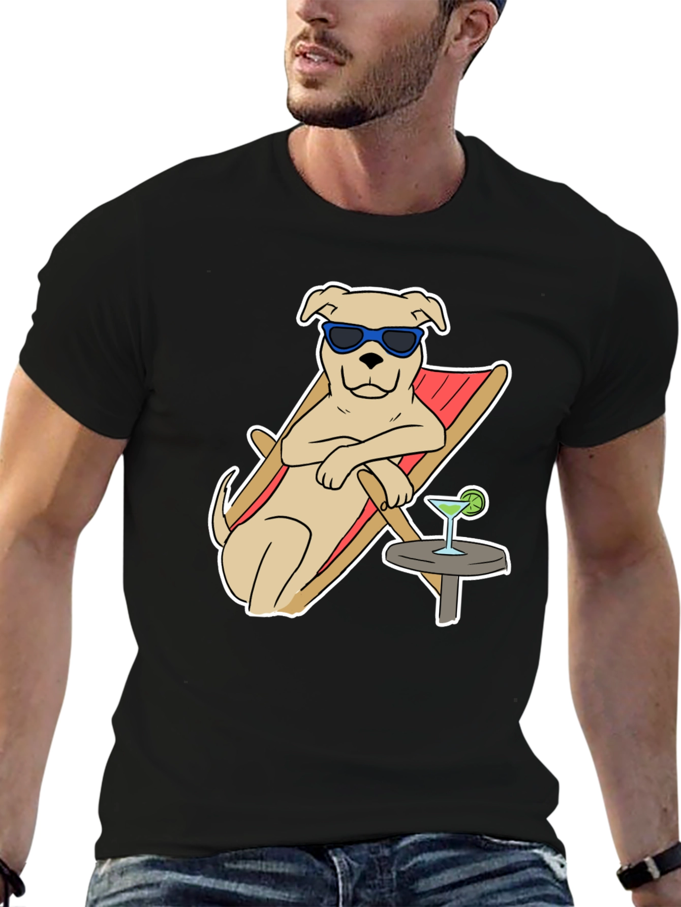 Relaxed Dog Graphic Tee - Black