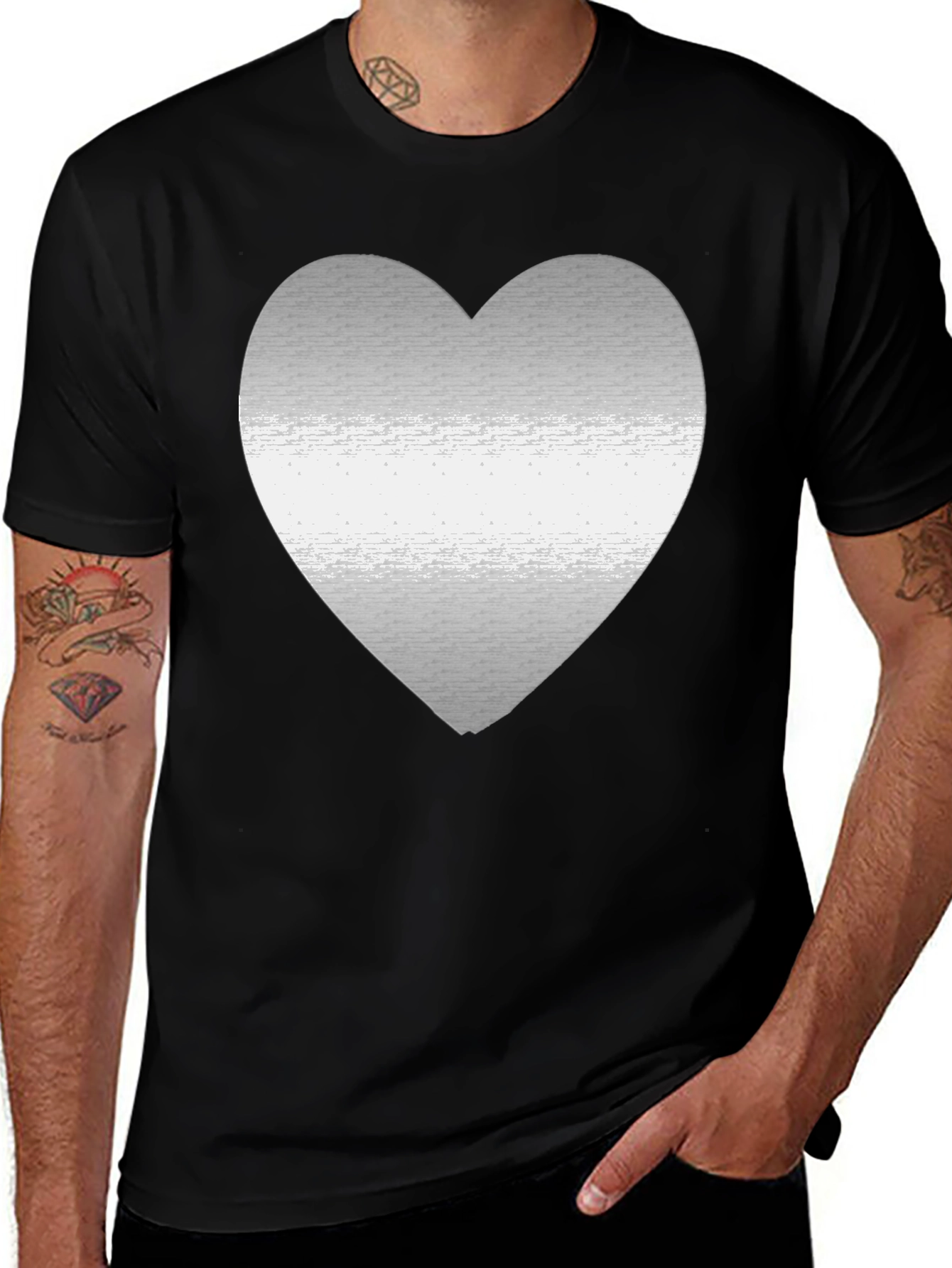 Heart Graphic Black Tee - Modern Casual Style