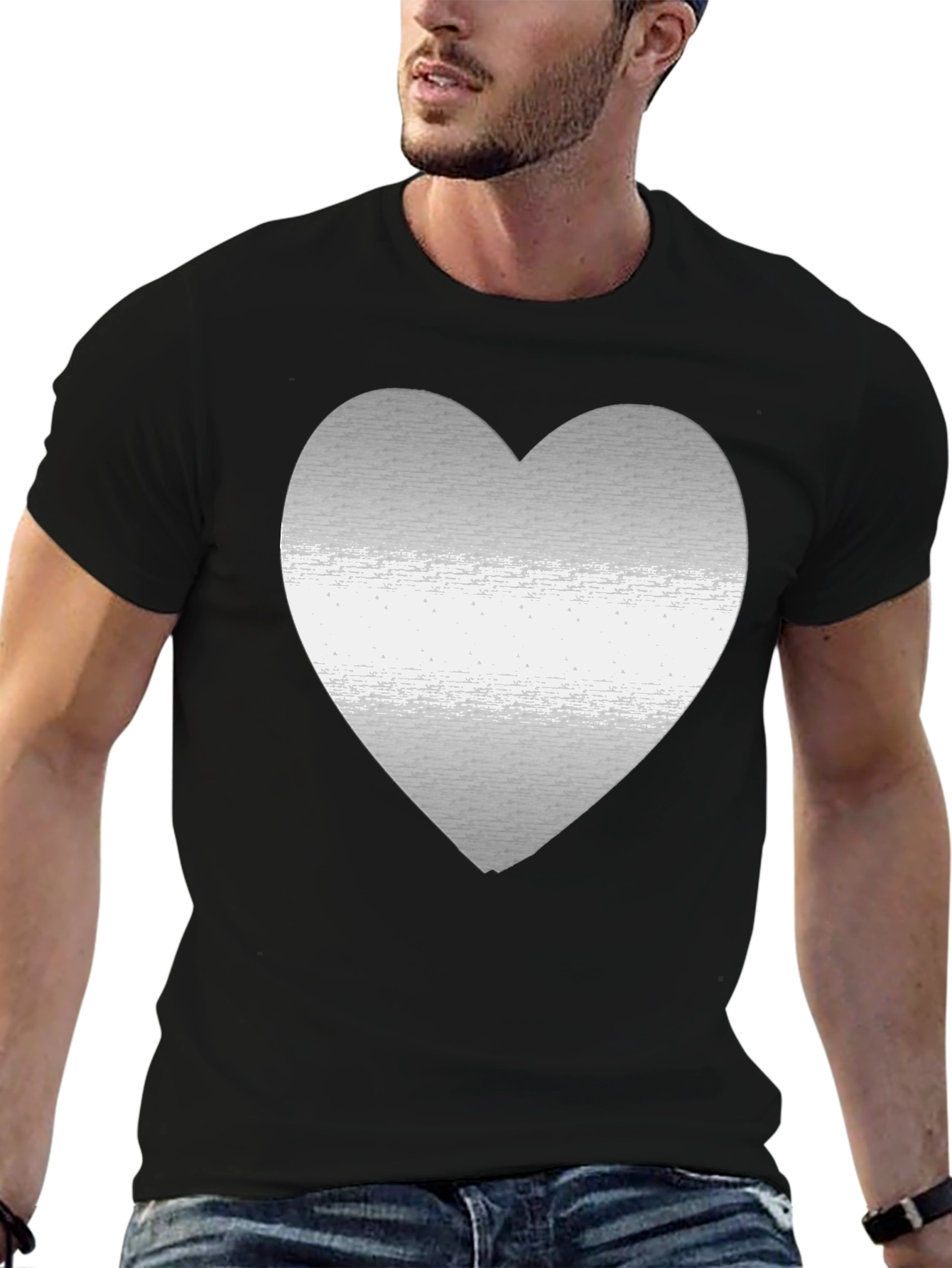 Heart Graphic Black Tee - Modern Casual Style