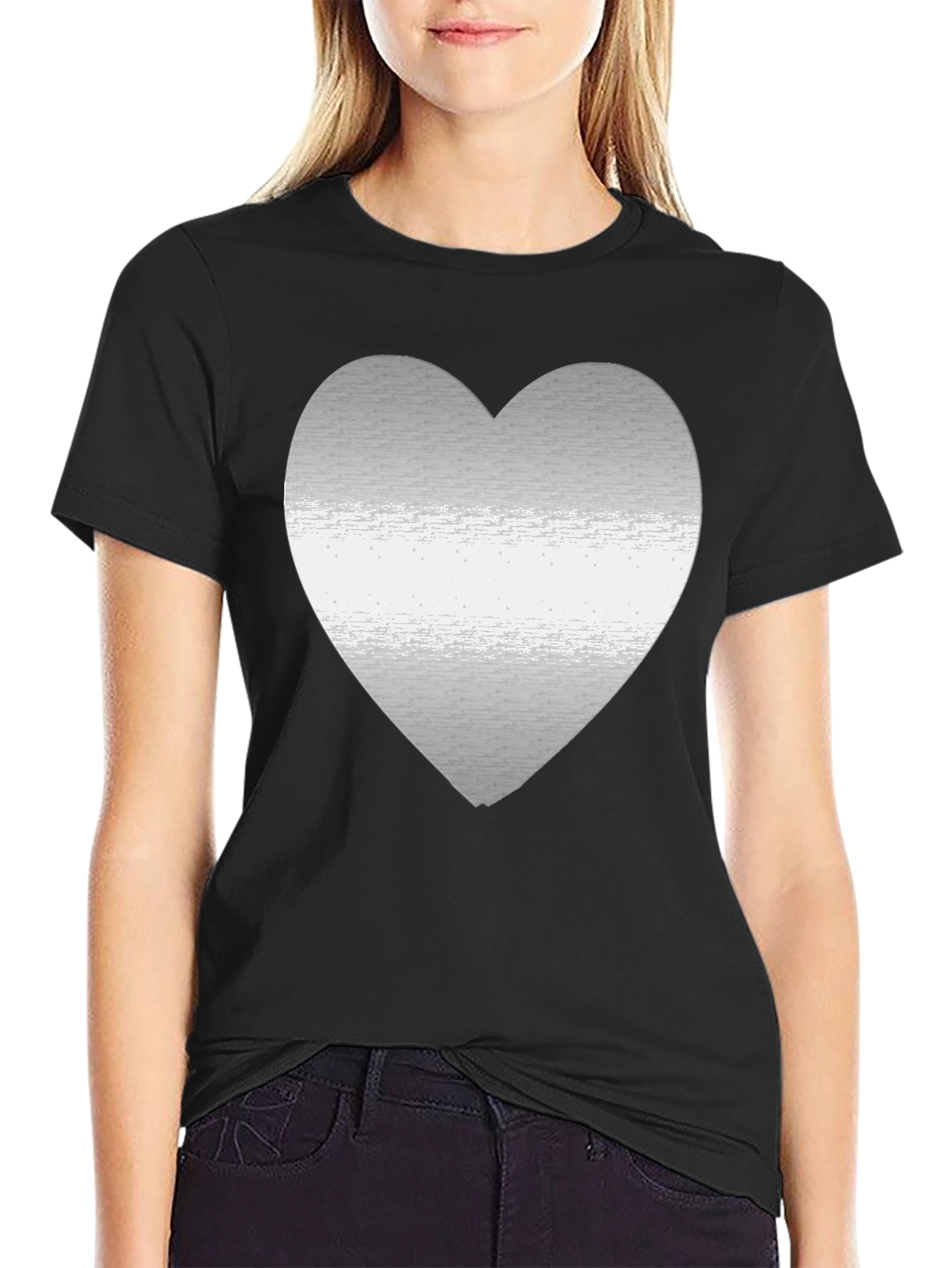 Heart Graphic Black Tee - Modern Casual Style