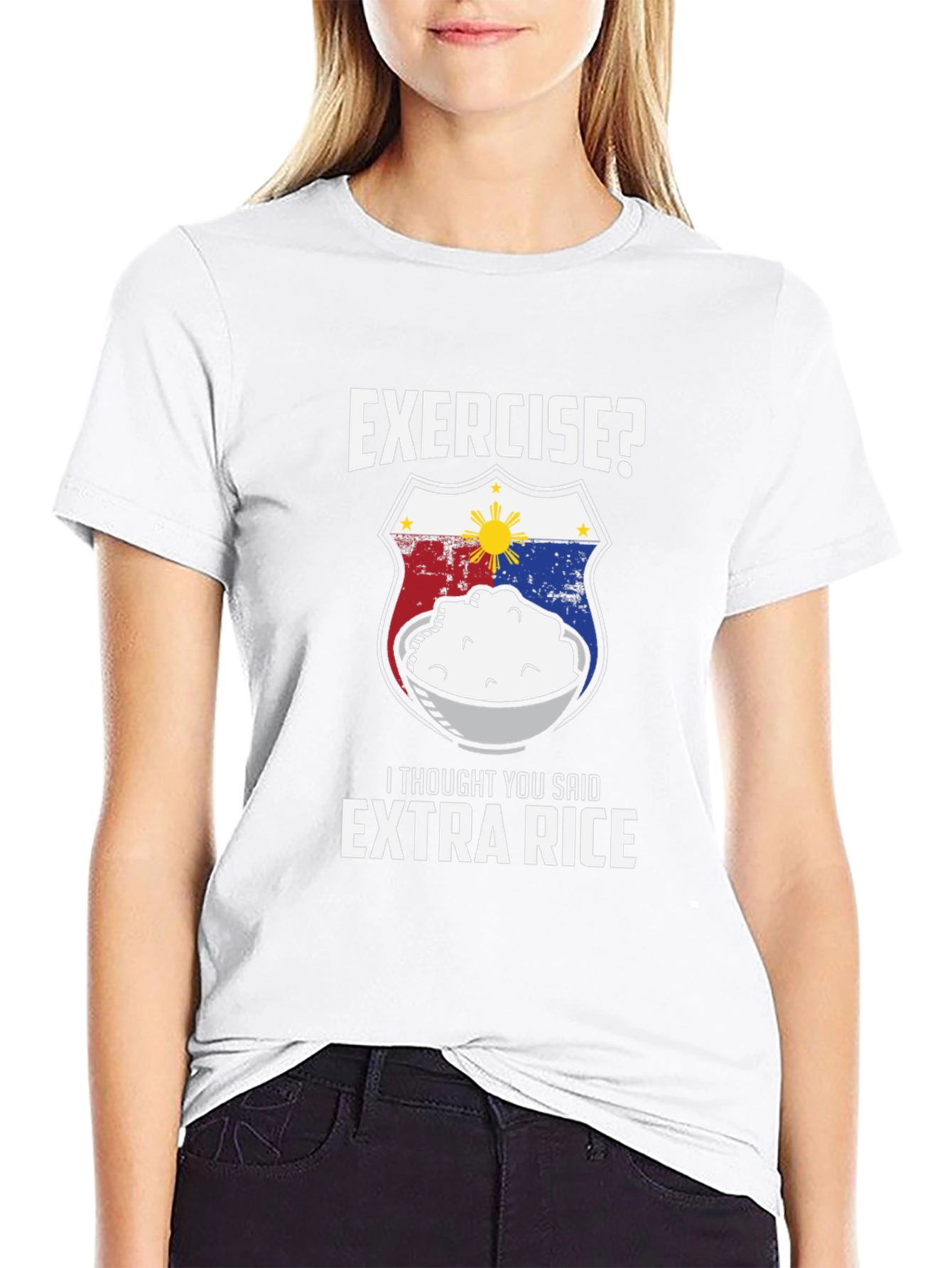Exercise? Extra Rice T-Shirt - Funny Filipino Foodie Tee