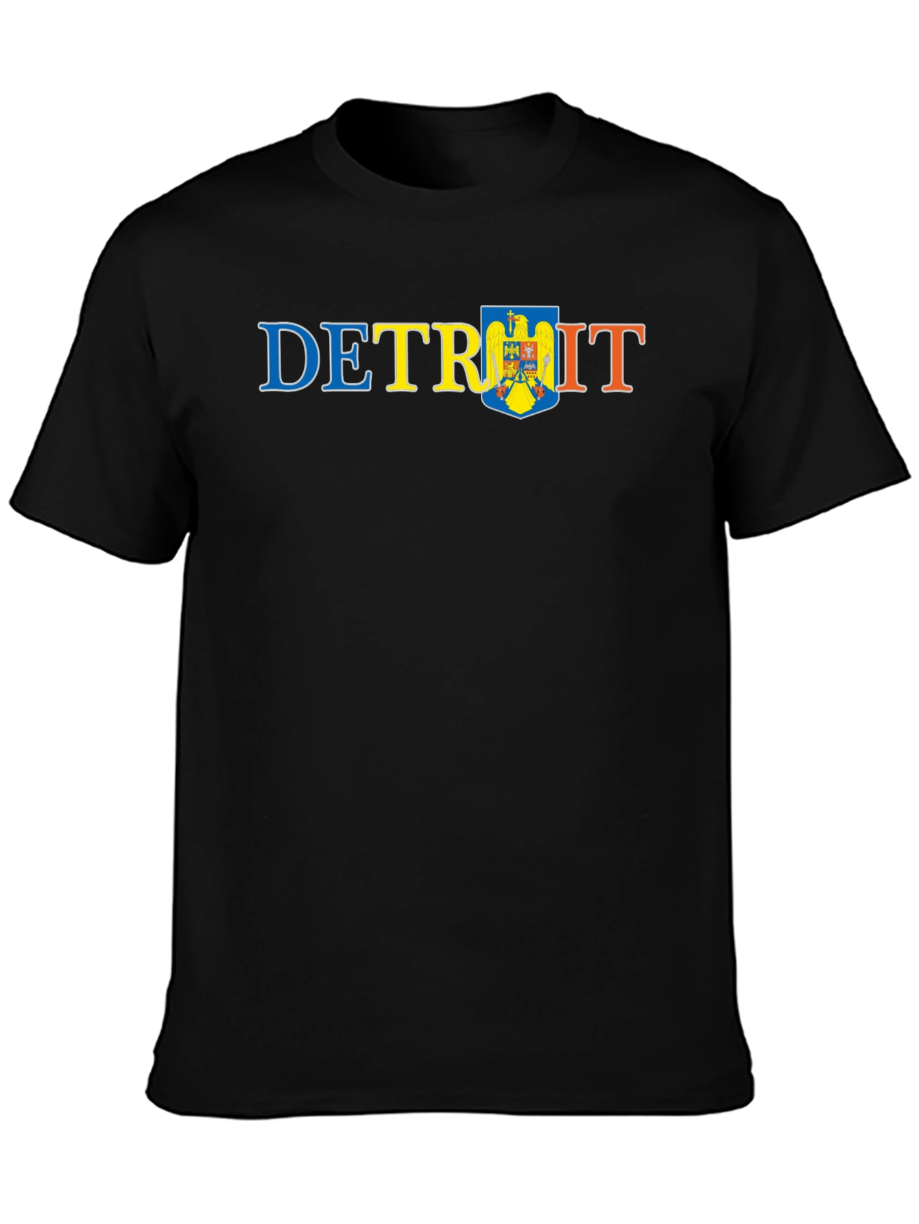 Detroit T-Shirt with Moldova Flag Shield Graphic