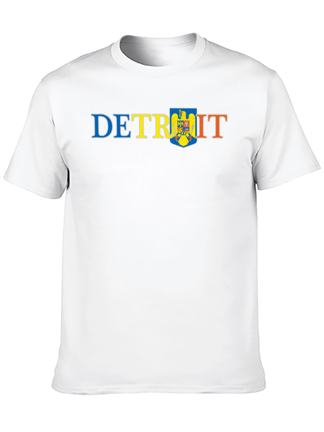 Detroit T-Shirt with Moldova Flag Shield Graphic