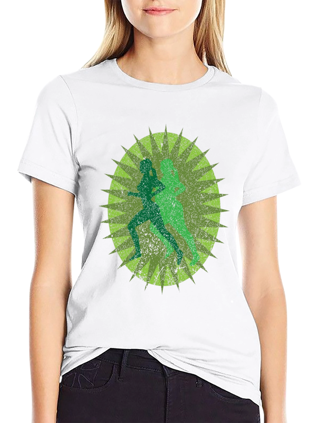 Running Women Graphic Print Black T-Shirt