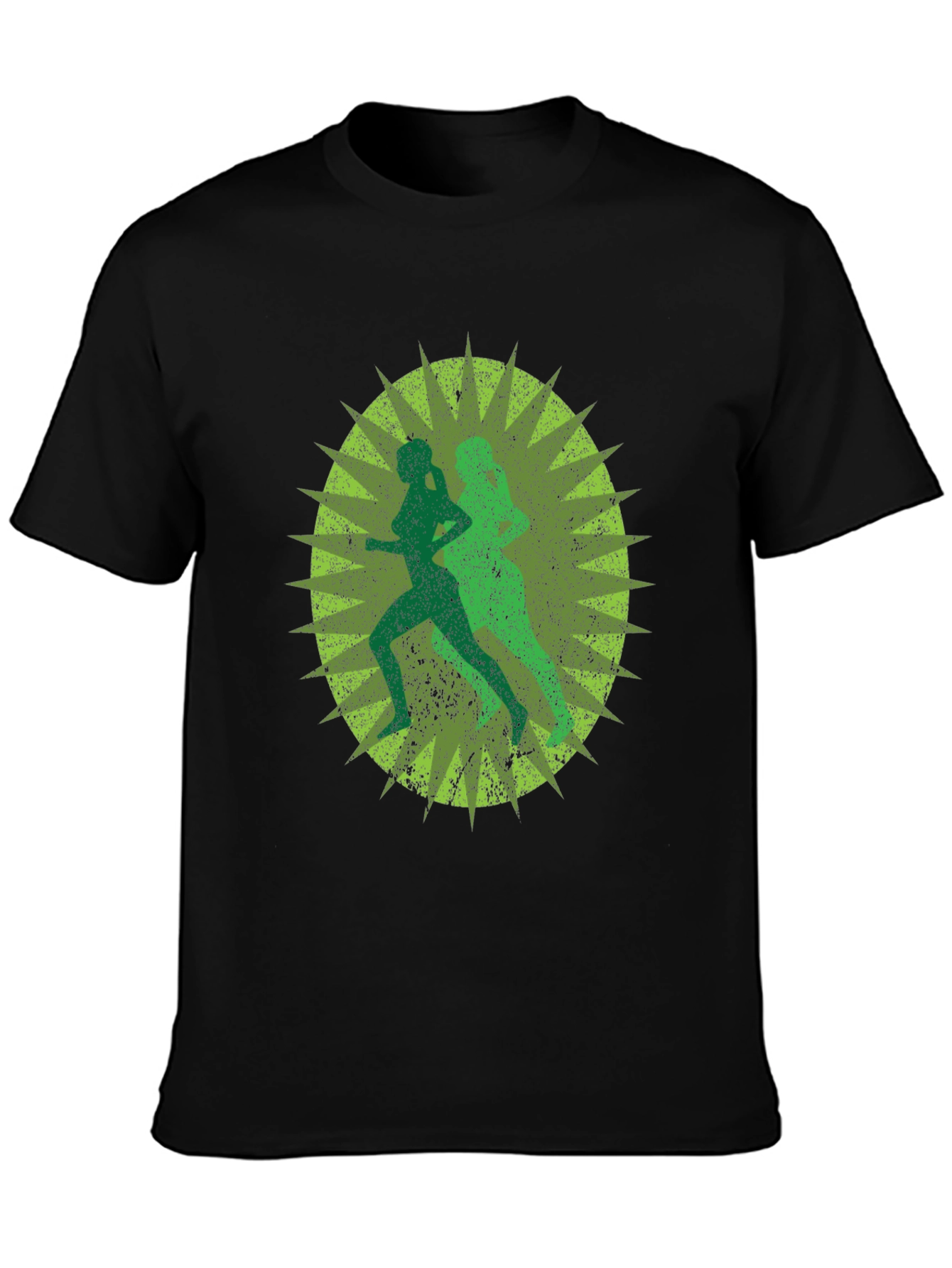 Running Women Graphic Print Black T-Shirt