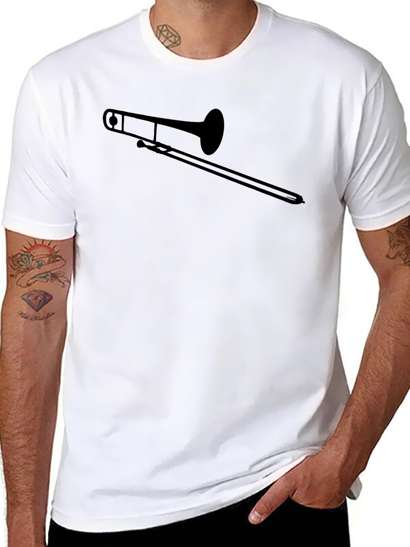 Trombone Graphic Tee - Musicians Black T-Shirt