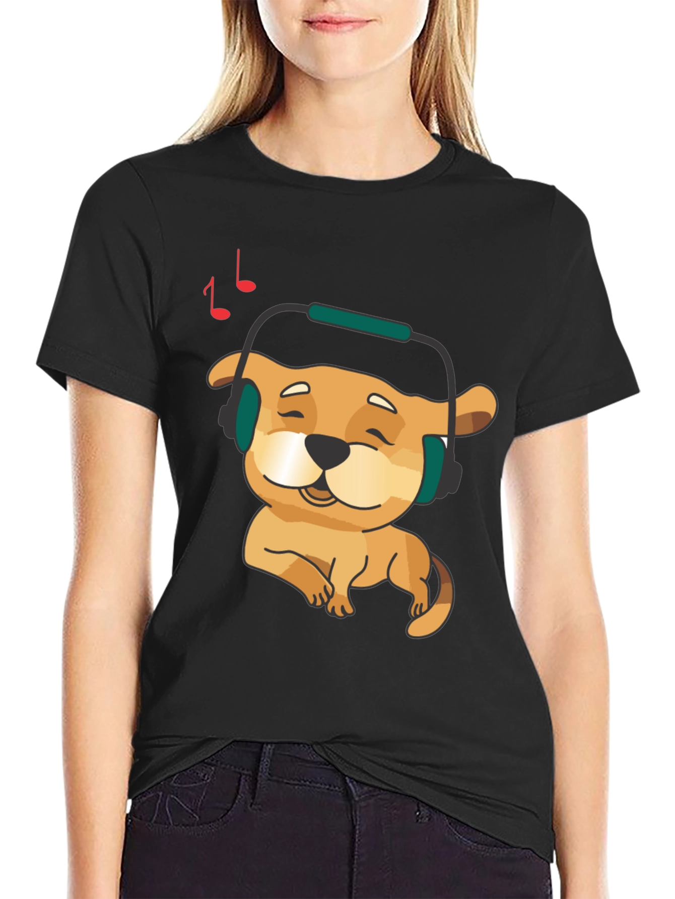 Dog with Headphones Graphic T-Shirt