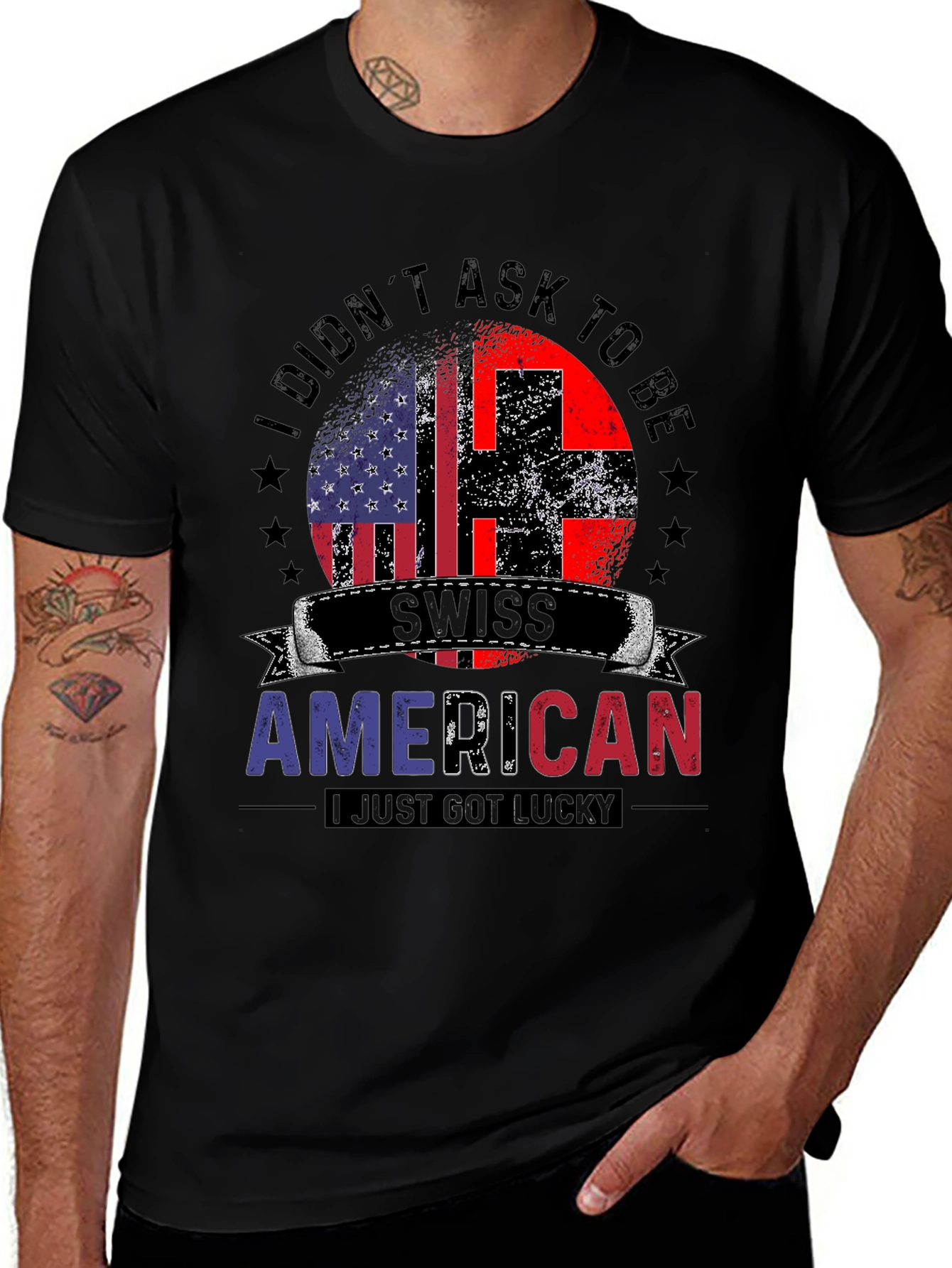 Swiss American Flag Patriotic T-Shirt