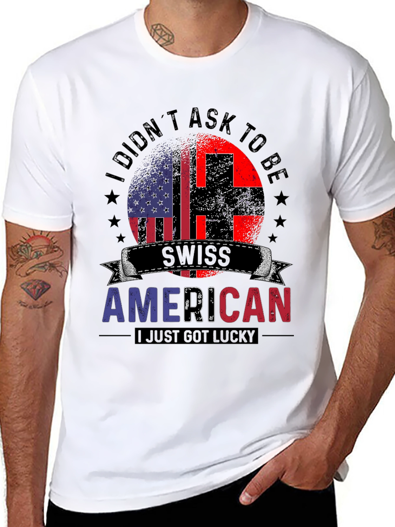 Swiss American Flag Patriotic T-Shirt