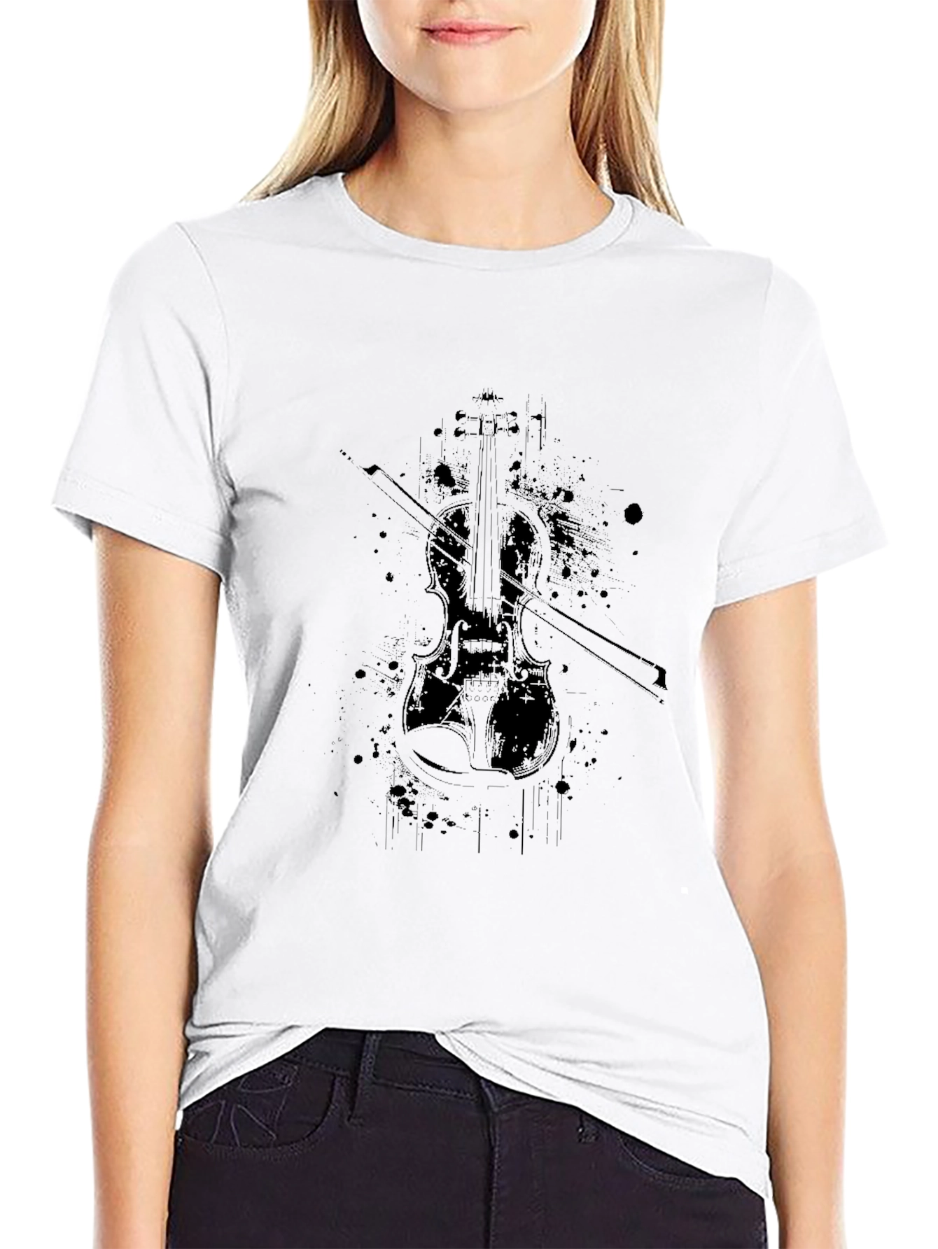 Violin Graphic Tee - Musicians Black T-Shirt