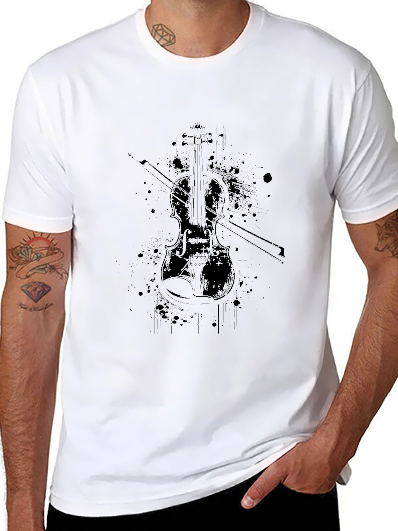 Violin Graphic Tee - Musicians Black T-Shirt
