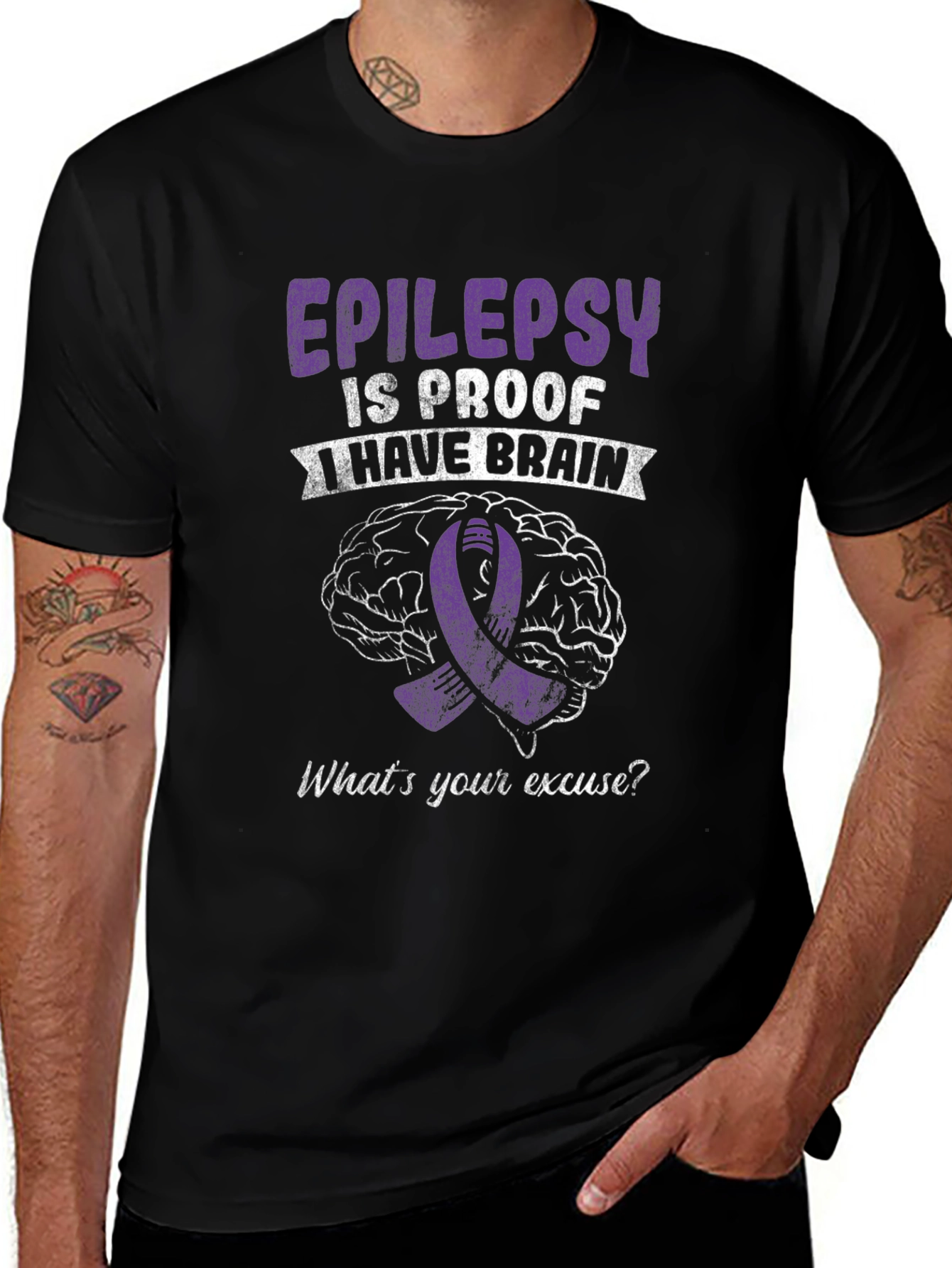 Epilepsy Awareness Graphic Tee - Brain & Ribbon Design