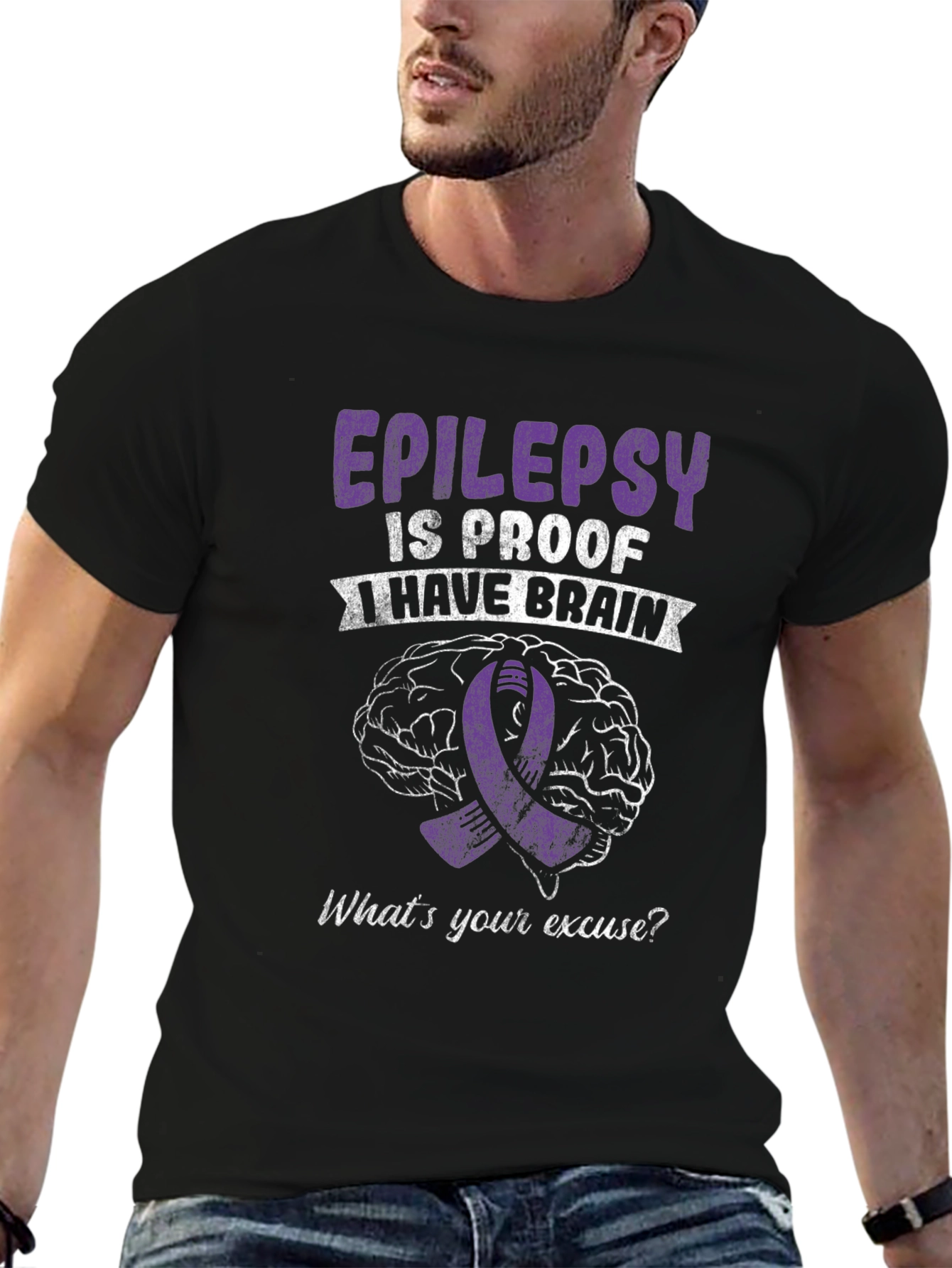 Epilepsy Awareness Graphic Tee - Brain & Ribbon Design