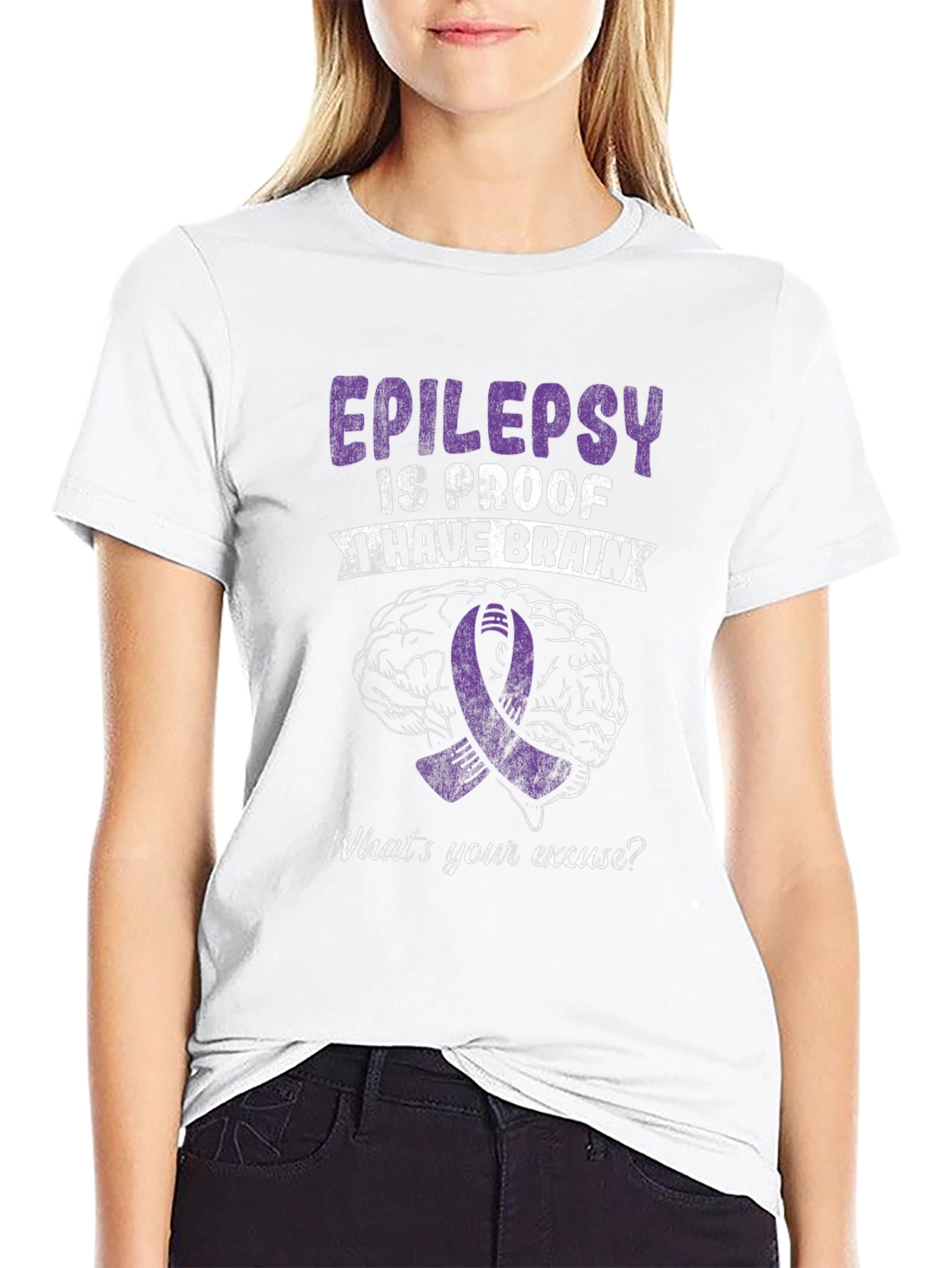 Epilepsy Awareness Graphic Tee - Brain & Ribbon Design