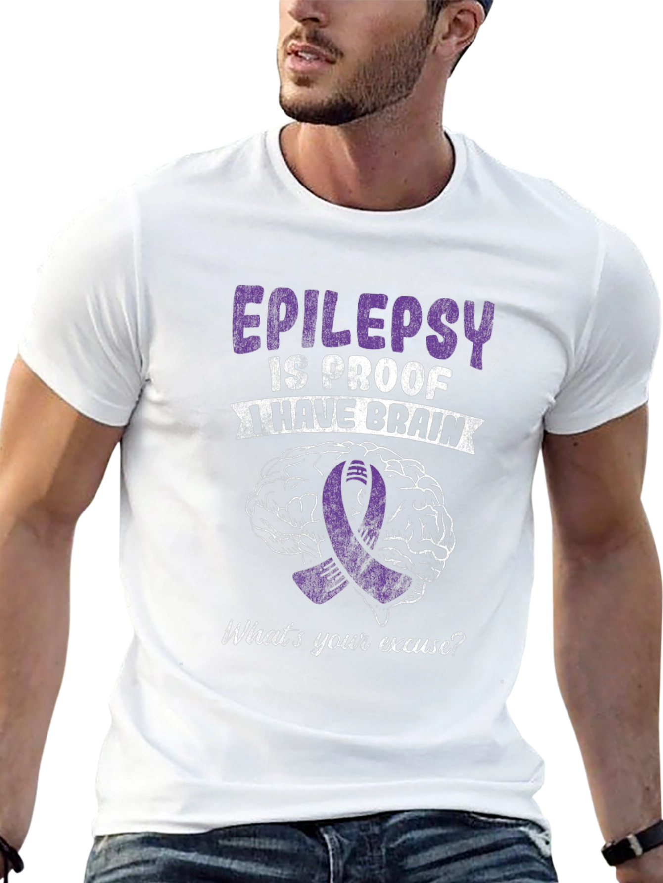 Epilepsy Awareness Graphic Tee - Brain & Ribbon Design