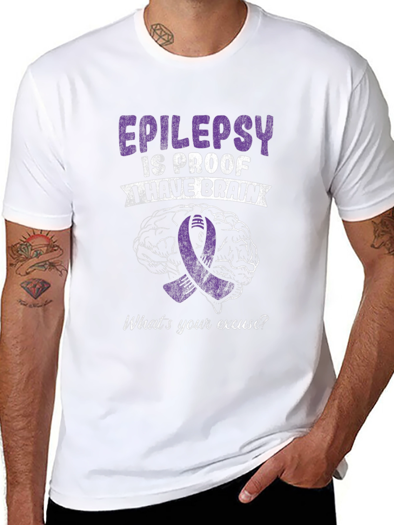 Epilepsy Awareness Graphic Tee - Brain & Ribbon Design