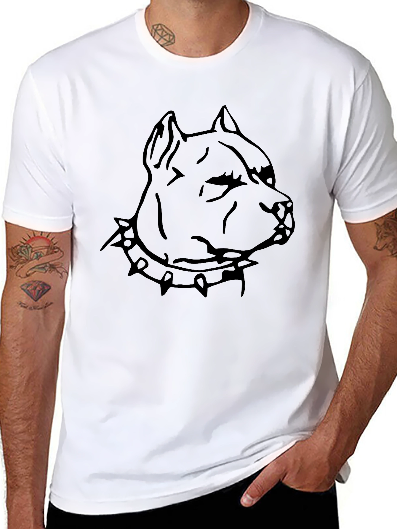 Mens Black Pitbull Graphic T-Shirt