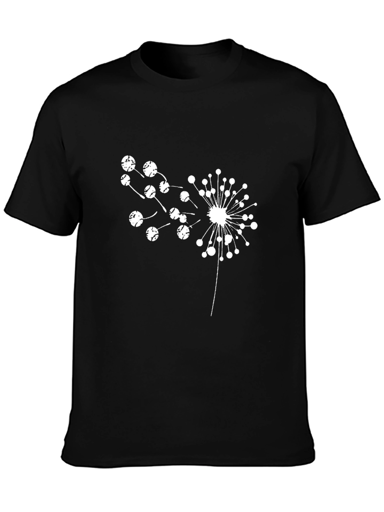Dandelion Graphic Tee - Black Cotton Casual T-Shirt