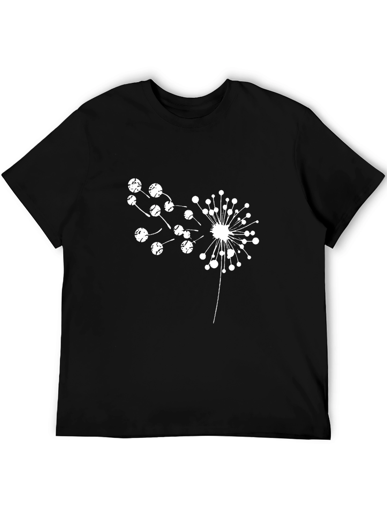 Dandelion Graphic Tee - Black Cotton Casual T-Shirt
