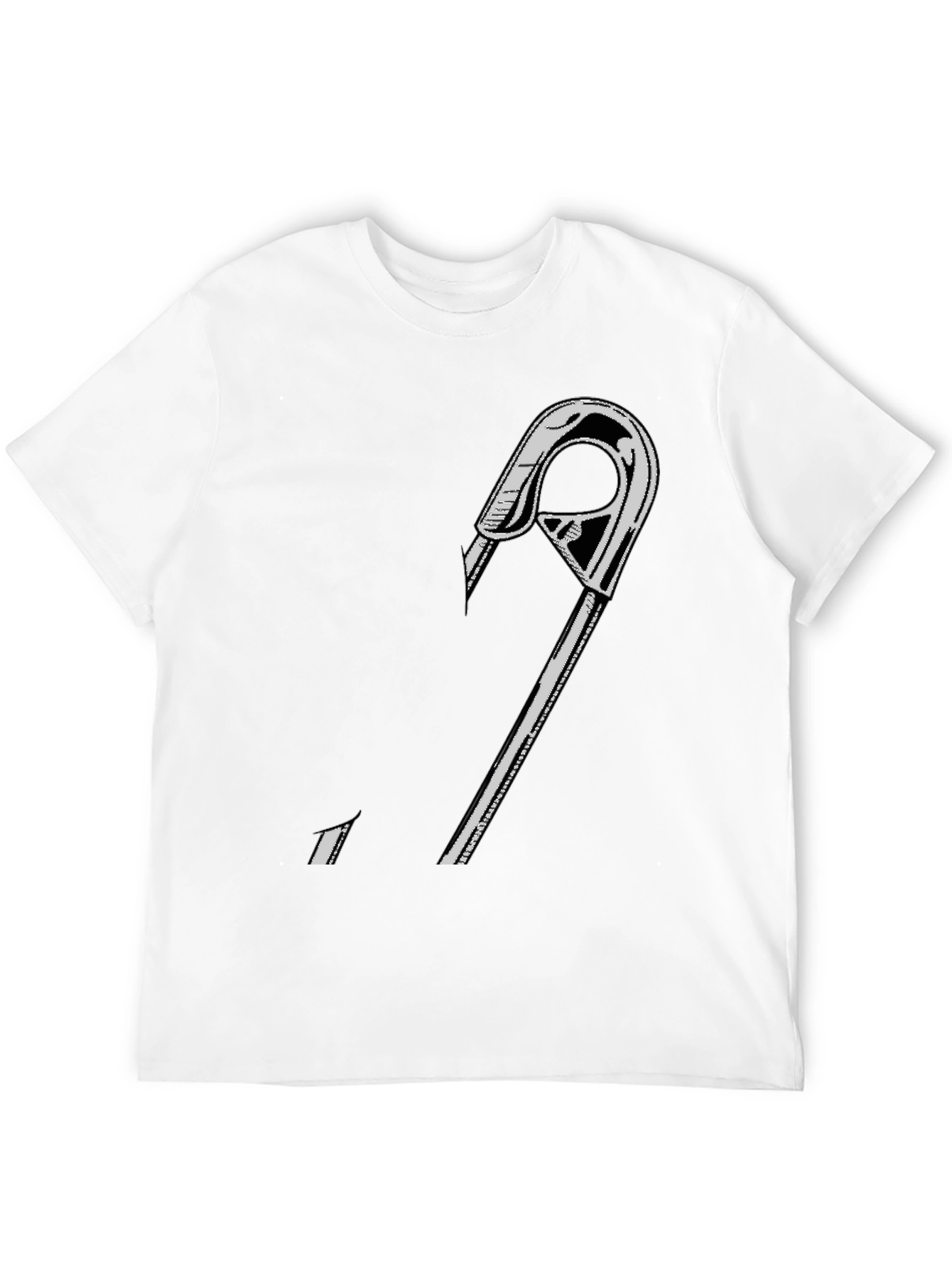 Edgy Safety Pin Graphic T-Shirt - Black Cotton Tee