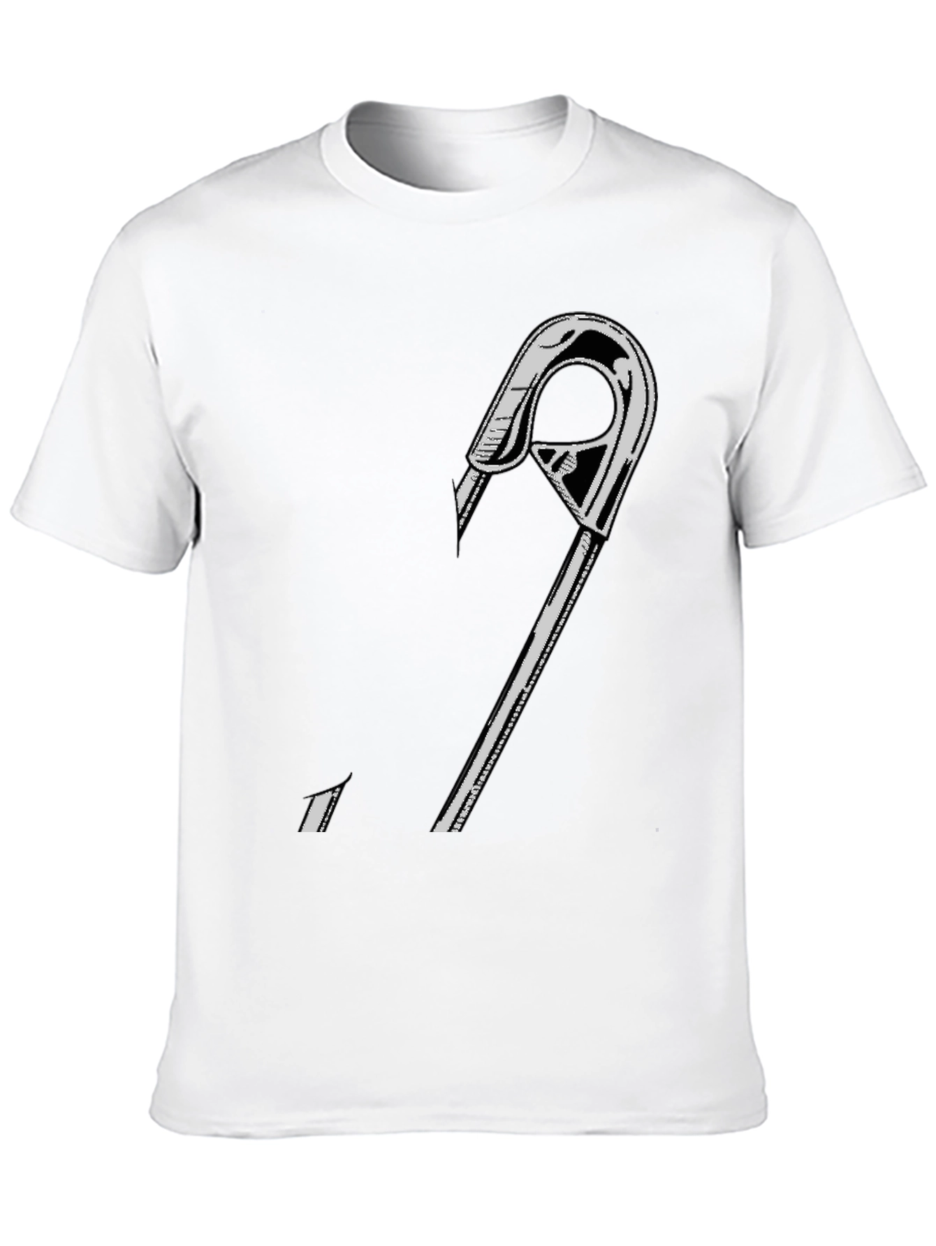 Edgy Safety Pin Graphic T-Shirt - Black Cotton Tee