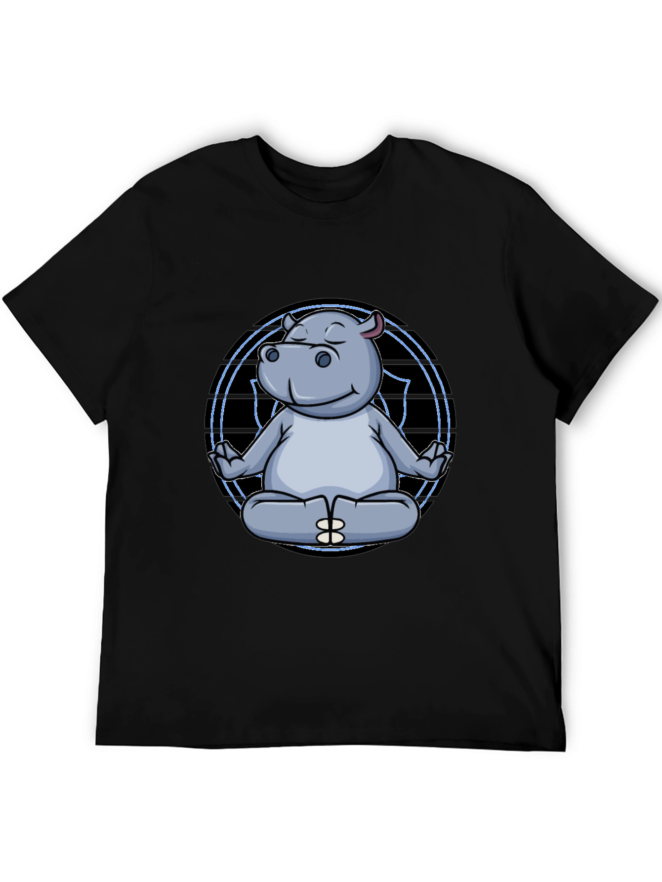 Zen Hippo Black T-Shirt - Meditating Animal Tee