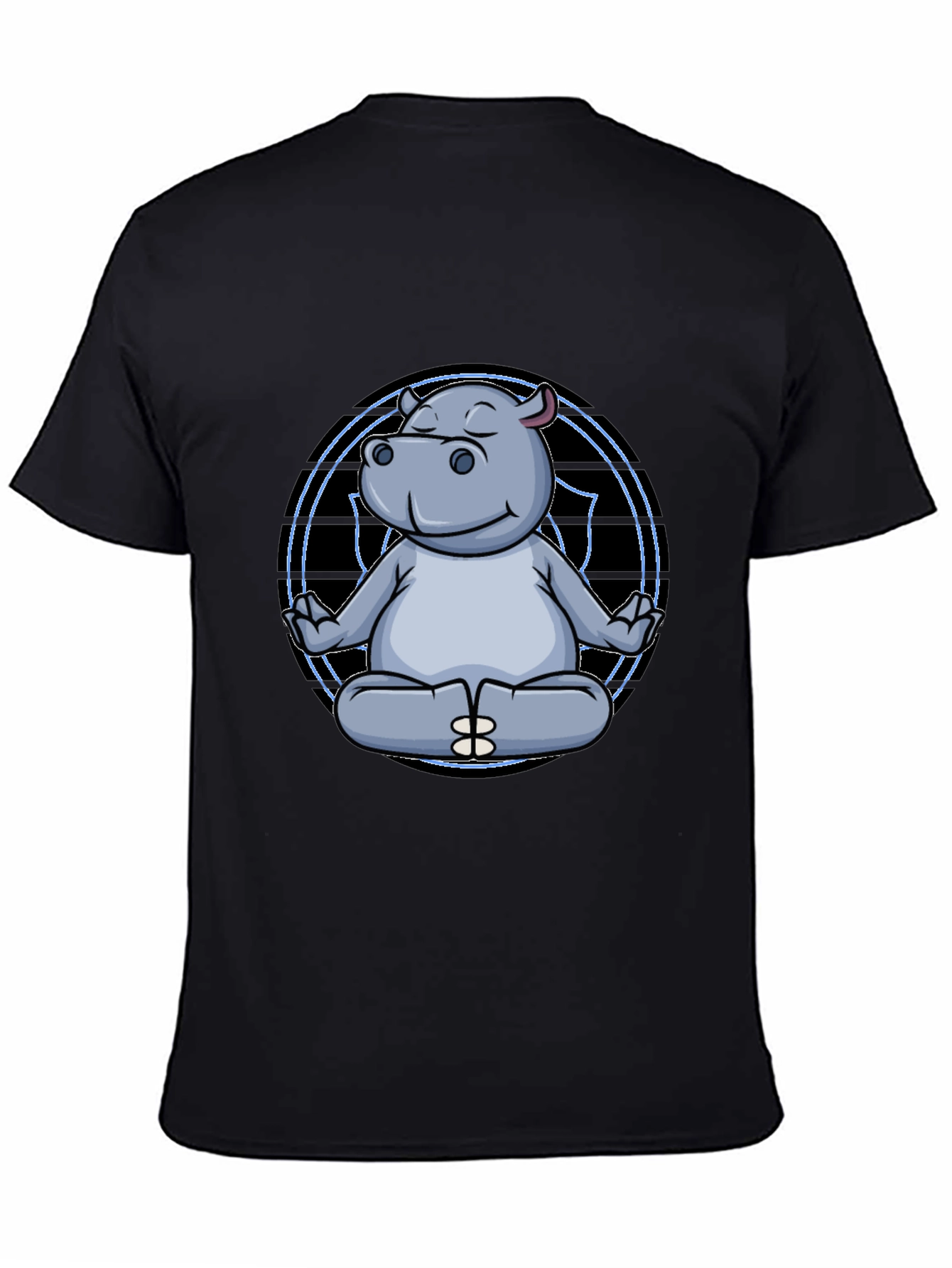 Zen Hippo Black T-Shirt - Meditating Animal Tee