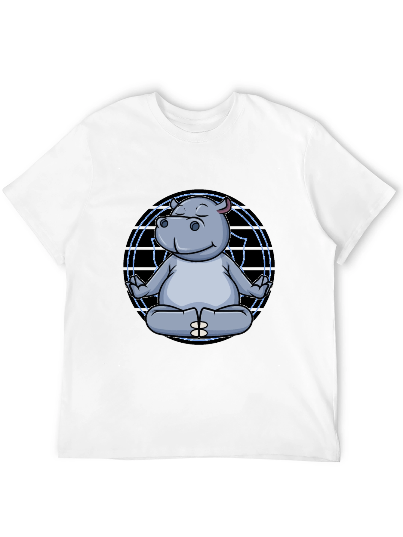 Zen Hippo Black T-Shirt - Meditating Animal Tee