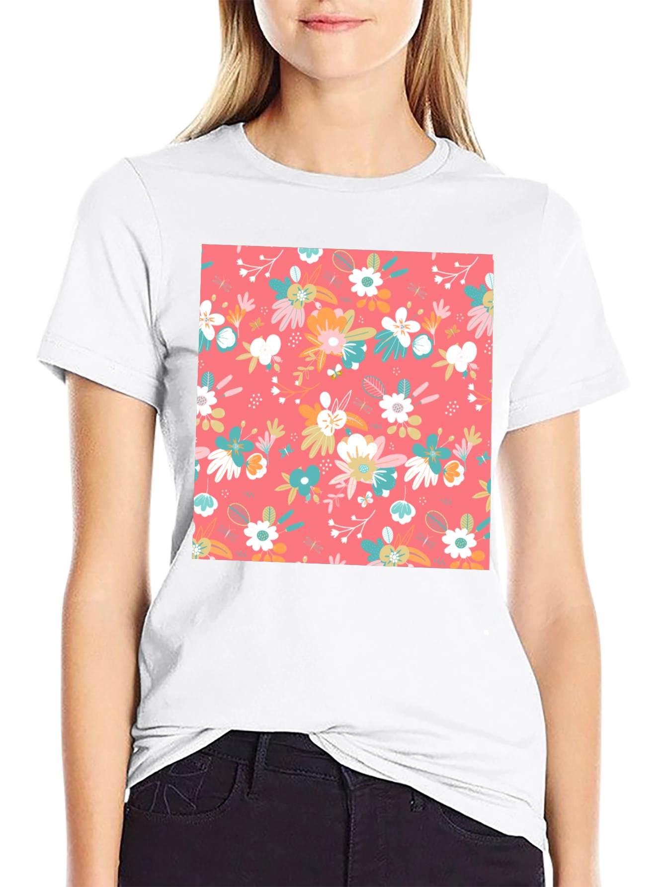 Floral Print Black T-Shirt for Men