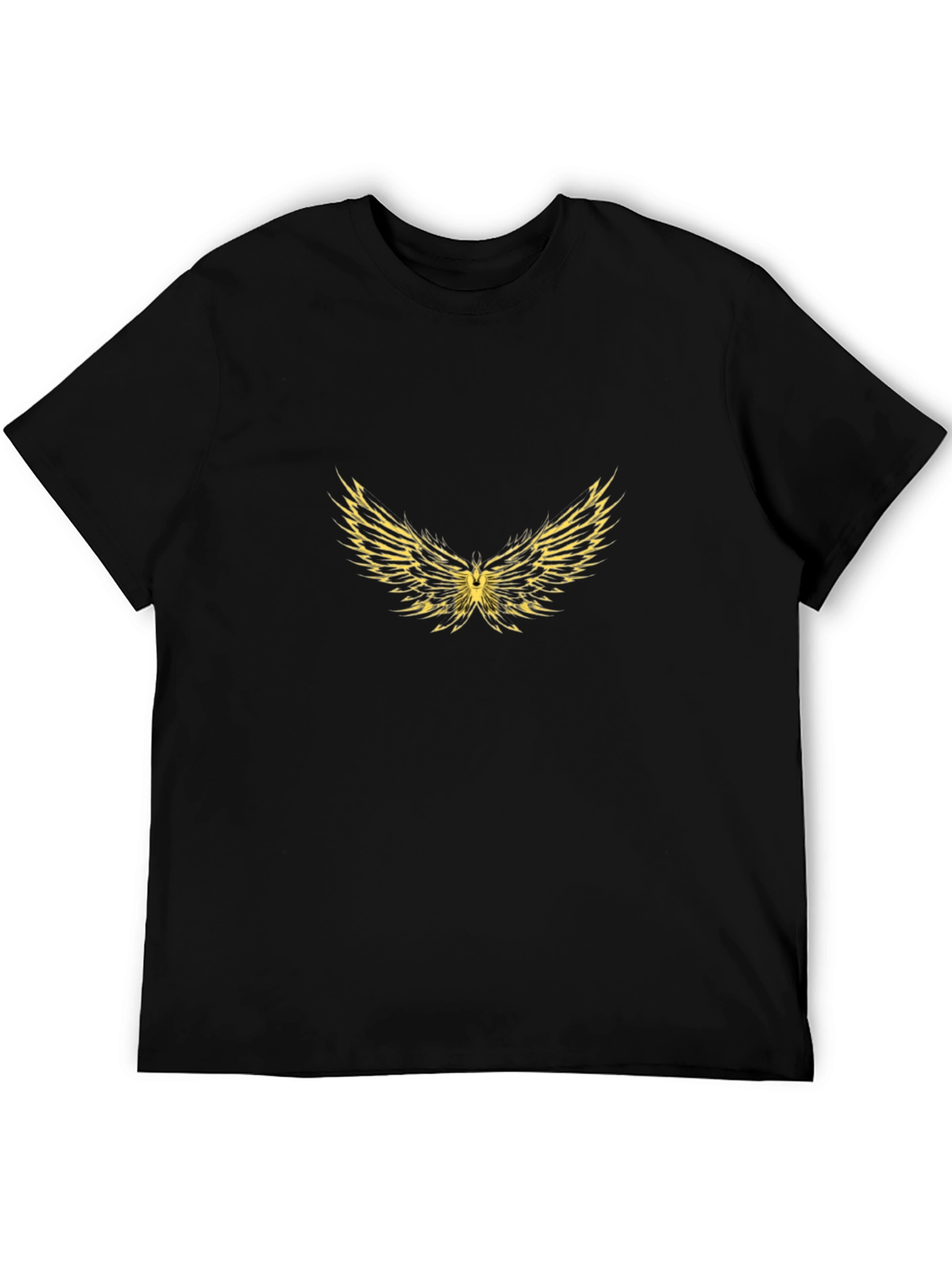 Black Tee with Golden Wings Graphic