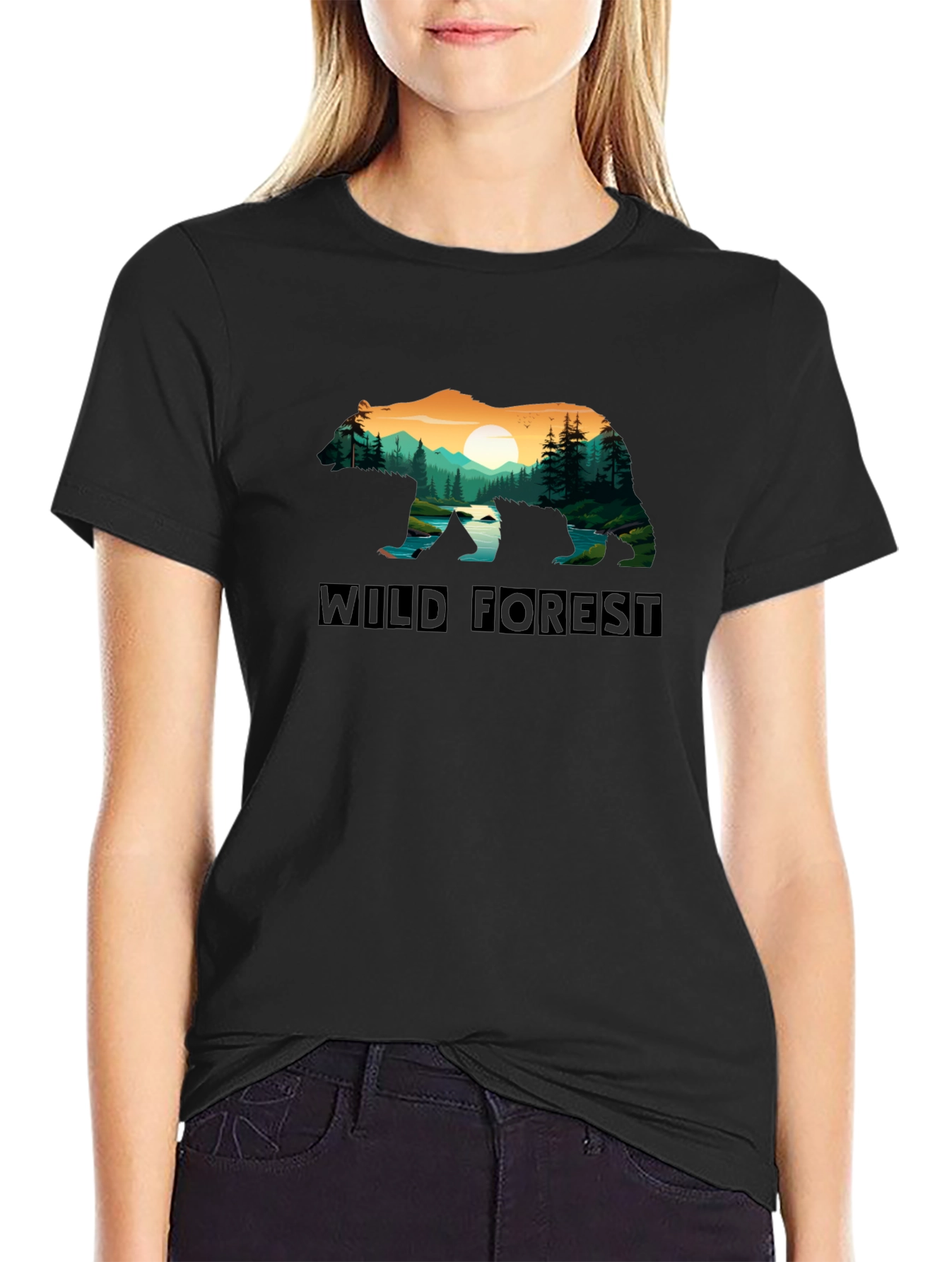 Wild Forest Bear Graphic T-Shirt