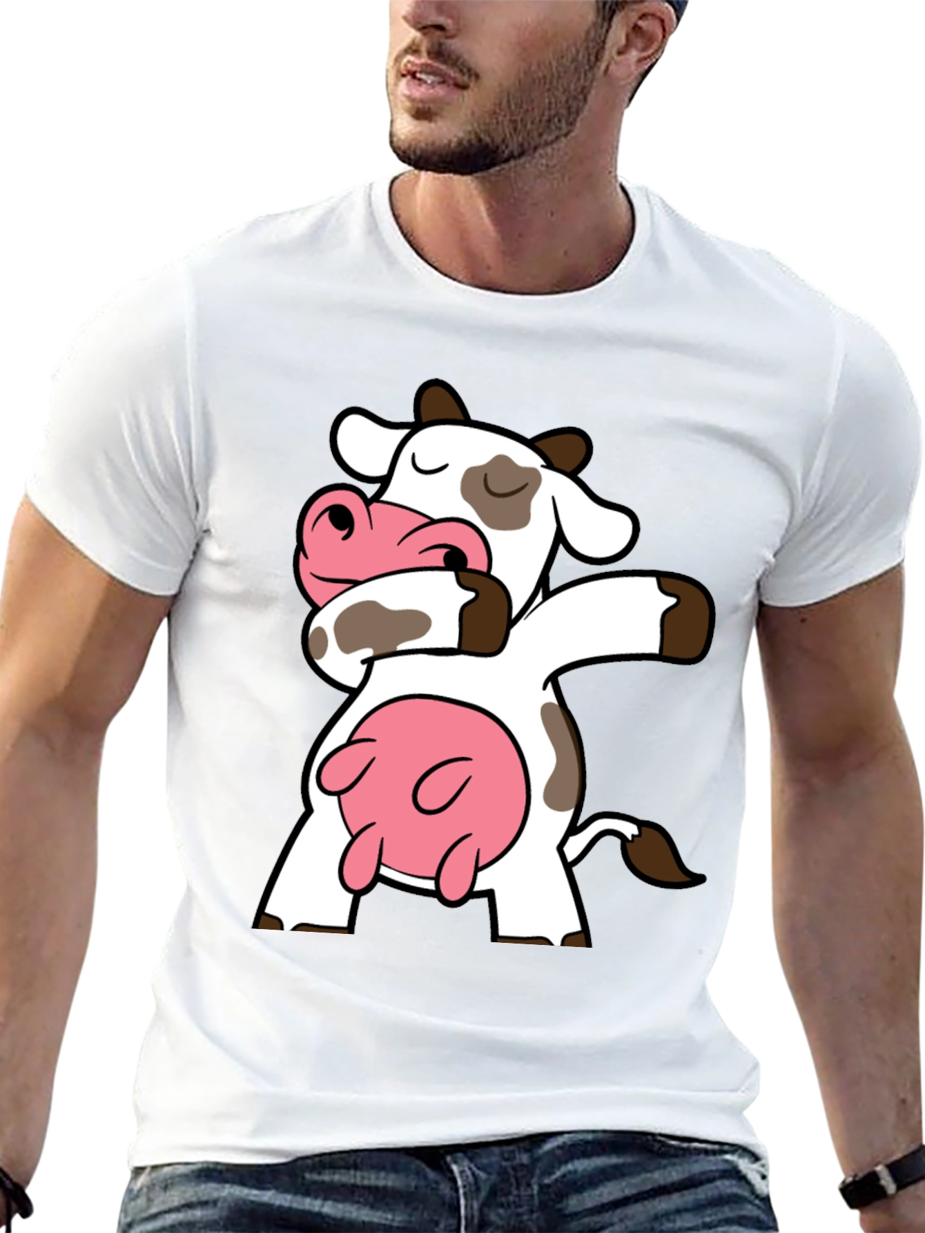 Dabbing Cow Graphic Tee - Black Cotton T-Shirt
