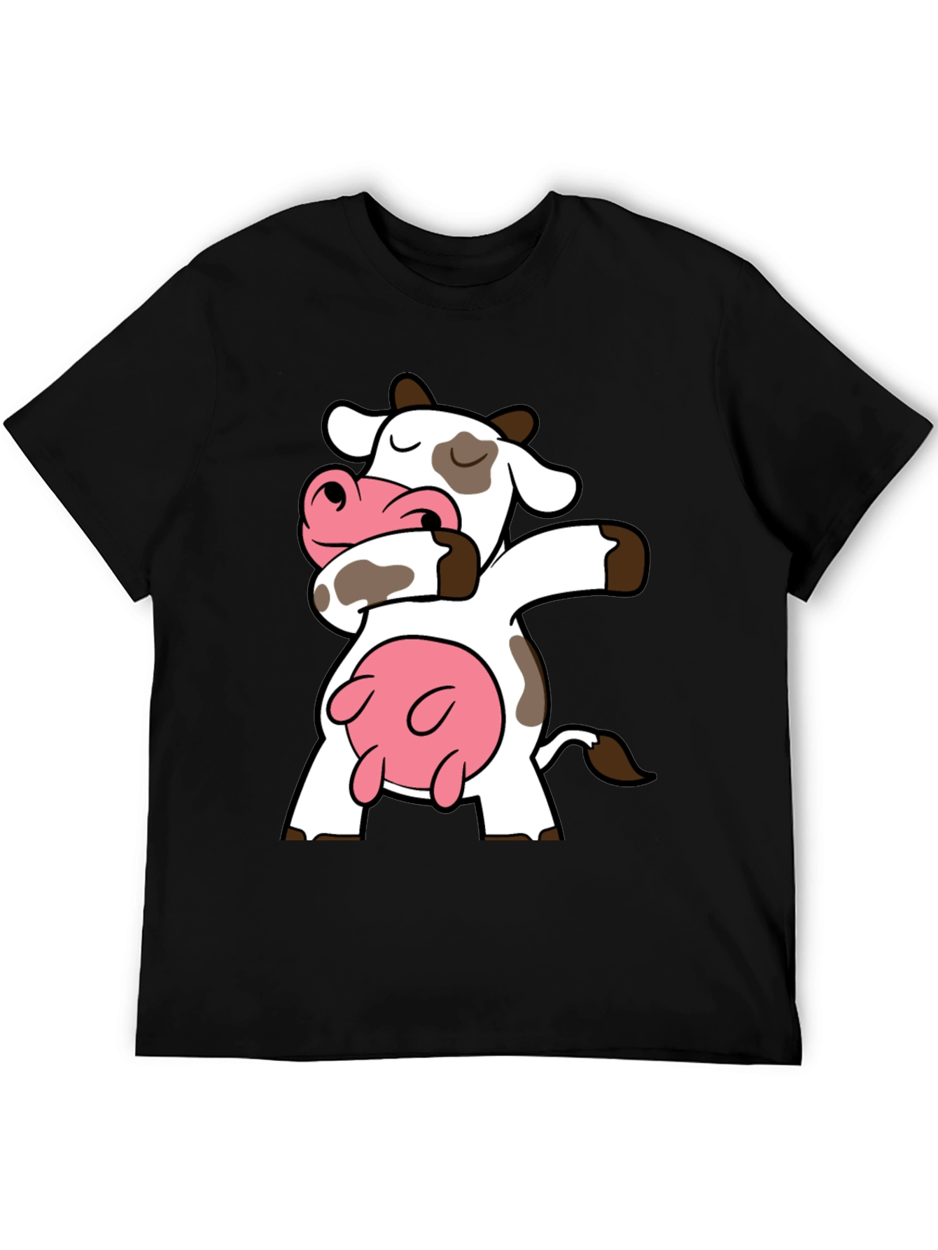 Dabbing Cow Graphic Tee - Black Cotton T-Shirt