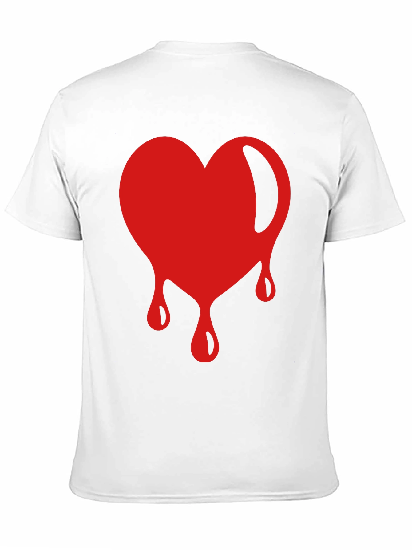 Red Dripping Heart Graphic Black T-Shirt