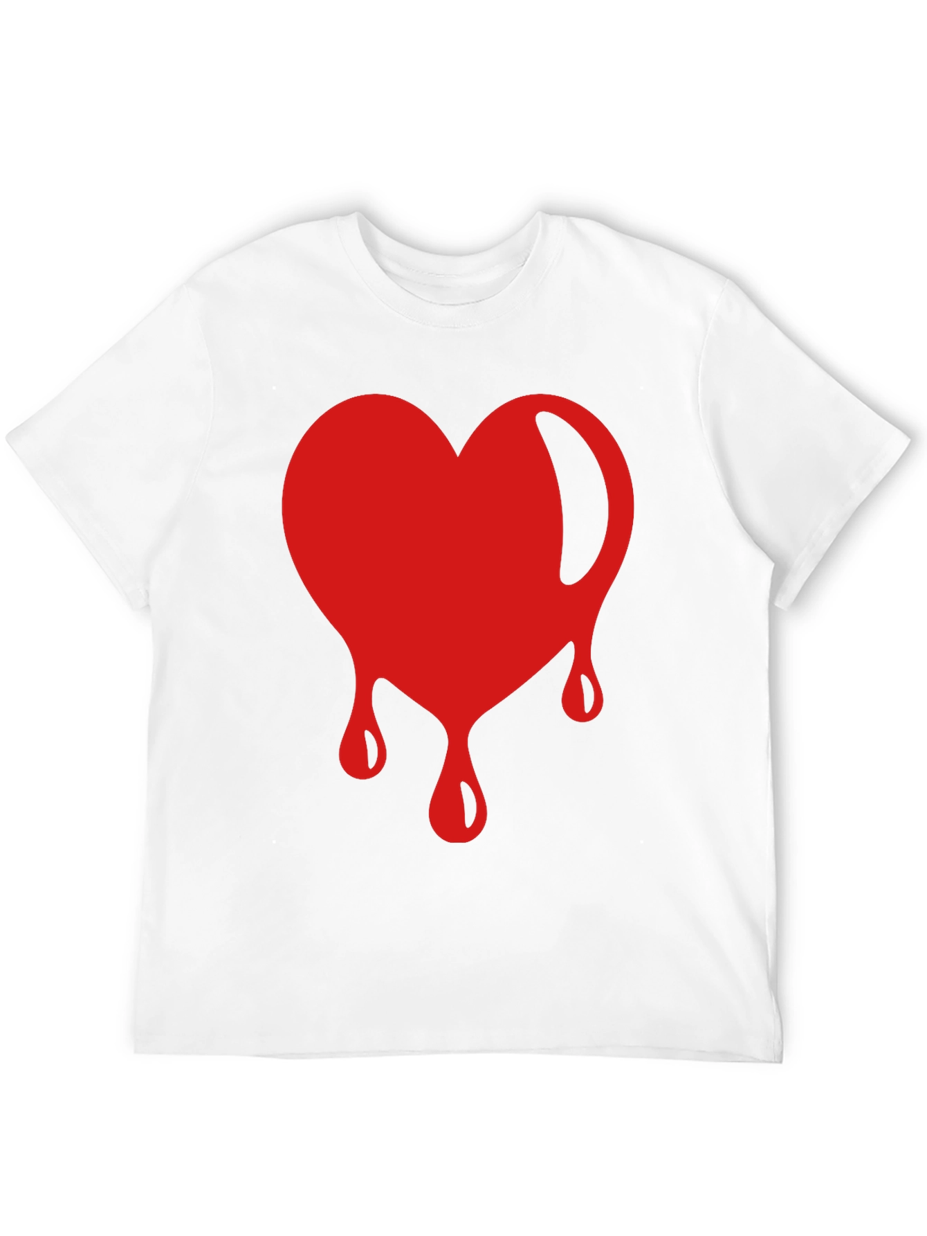 Red Dripping Heart Graphic Black T-Shirt